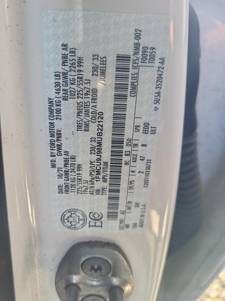 2021 Ford Escape Titanium VIN: 1FMCU9J98MUB22120 Lot: 62309864