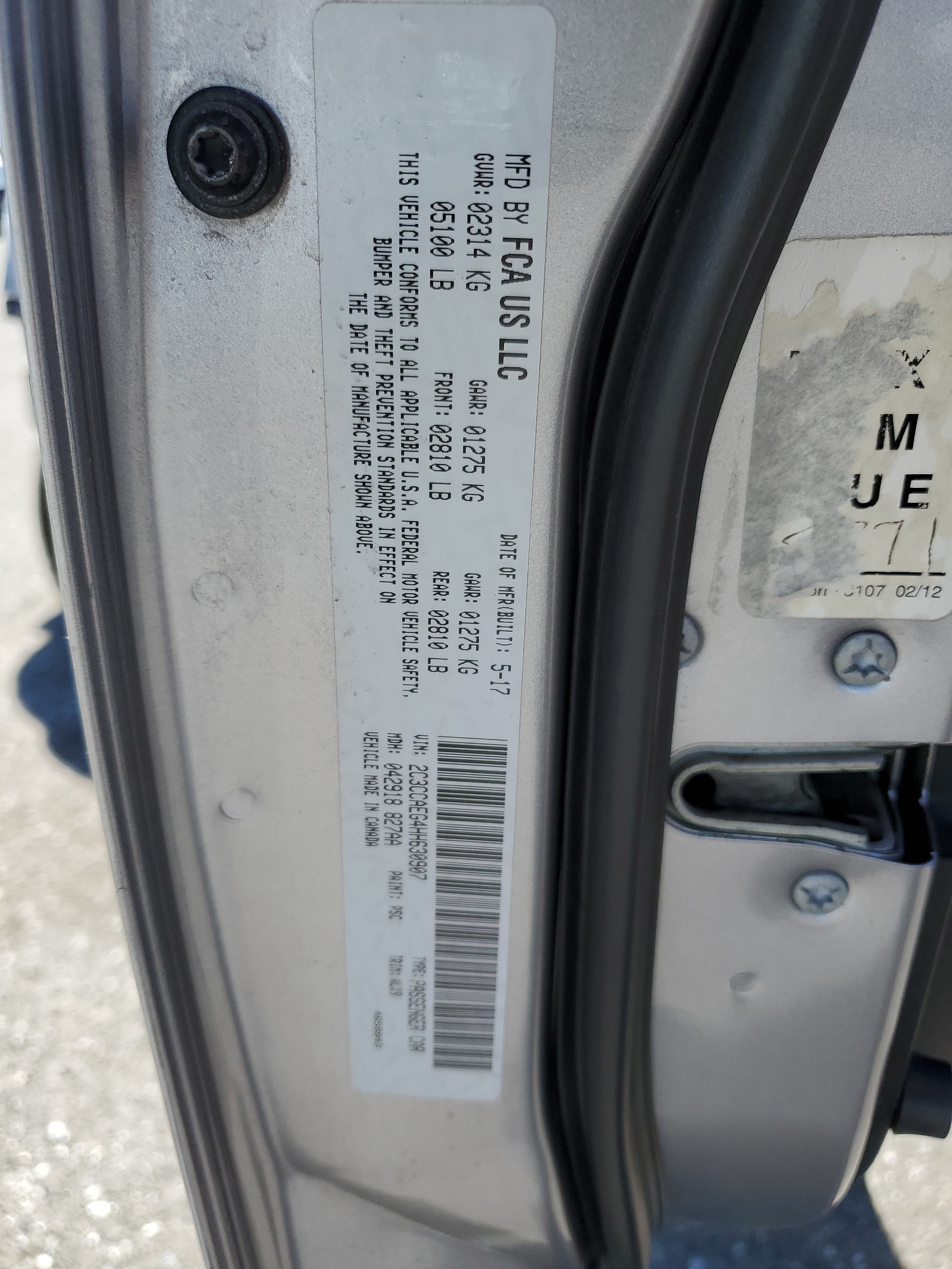 2C3CCAEG4HH630907 2017 Chrysler 300C