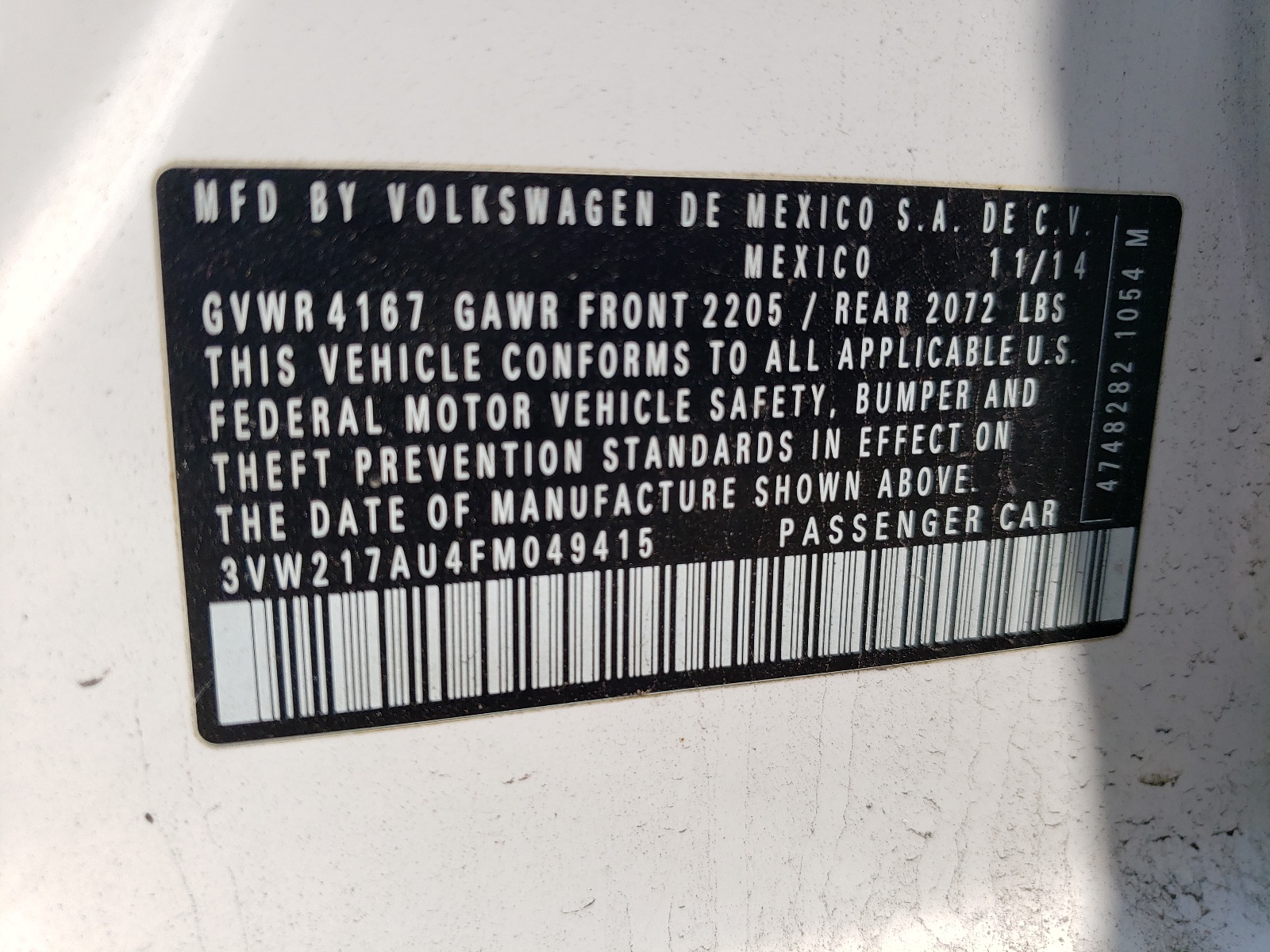 3VW217AU4FM049415 2015 Volkswagen Golf
