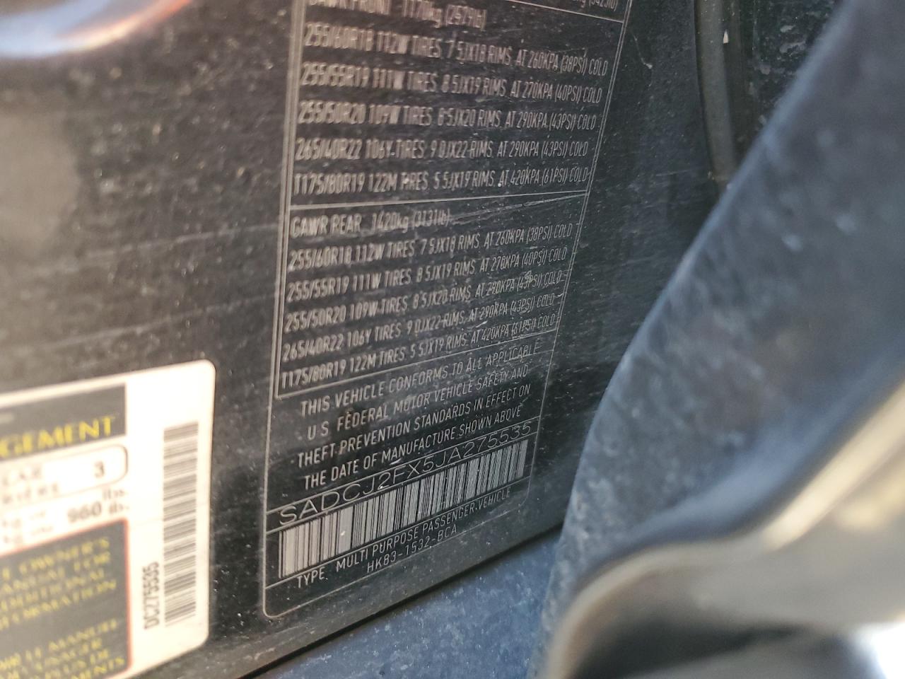 2018 Jaguar F-Pace Premium VIN: SADCJ2FX5JA275535 Lot: 58681774