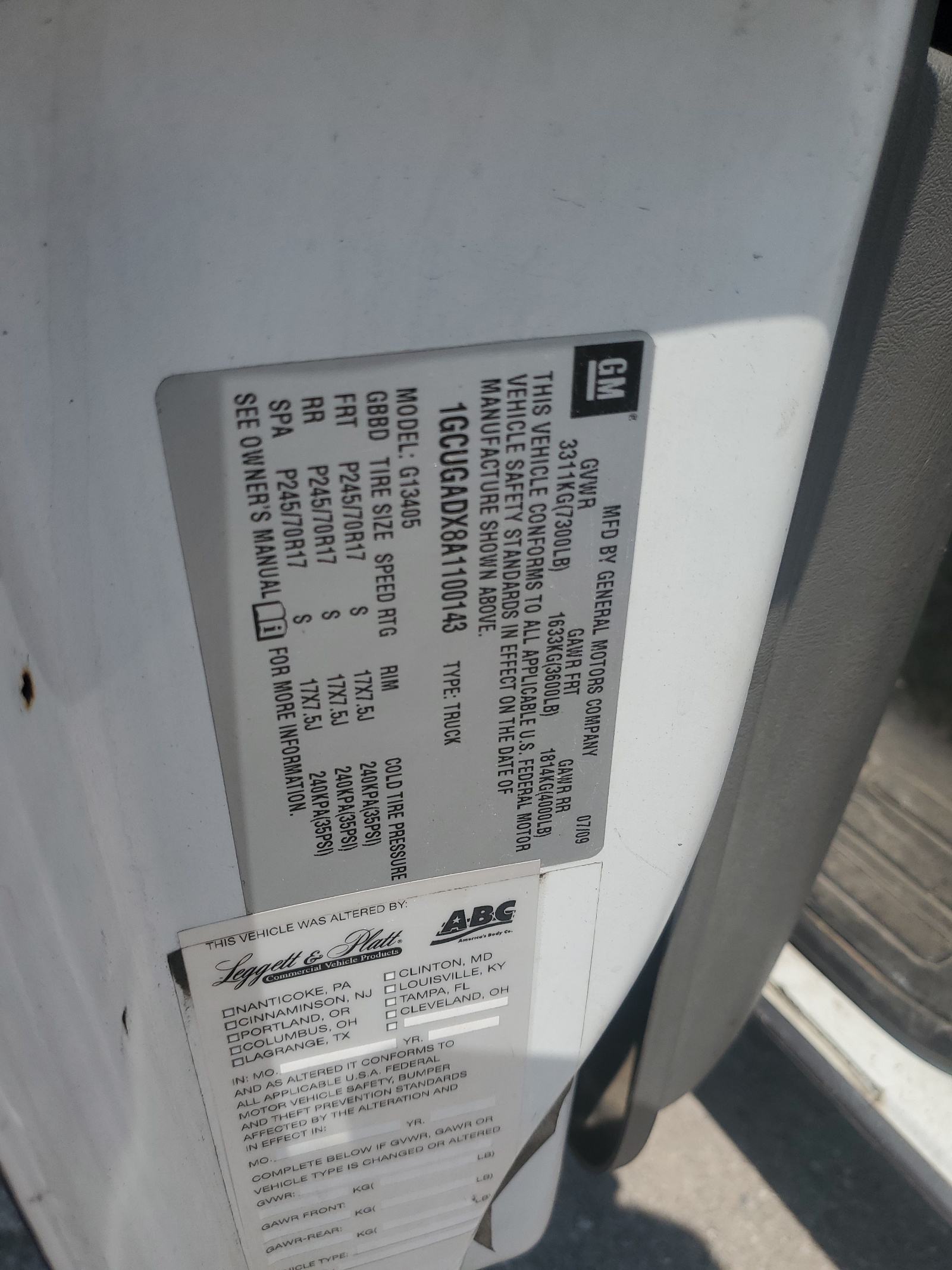 1GCUGADX8A1100143 2010 Chevrolet Express G1500