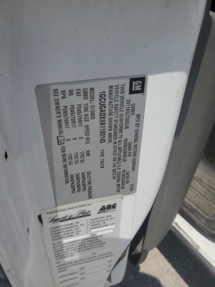 2010 Chevrolet Express G1500 VIN: 1GCUGADX8A1100143 Lot: 64578544