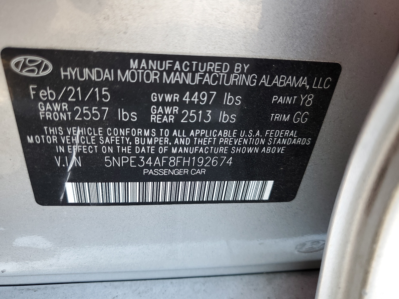 5NPE34AF8FH192674 2015 Hyundai Sonata Sport