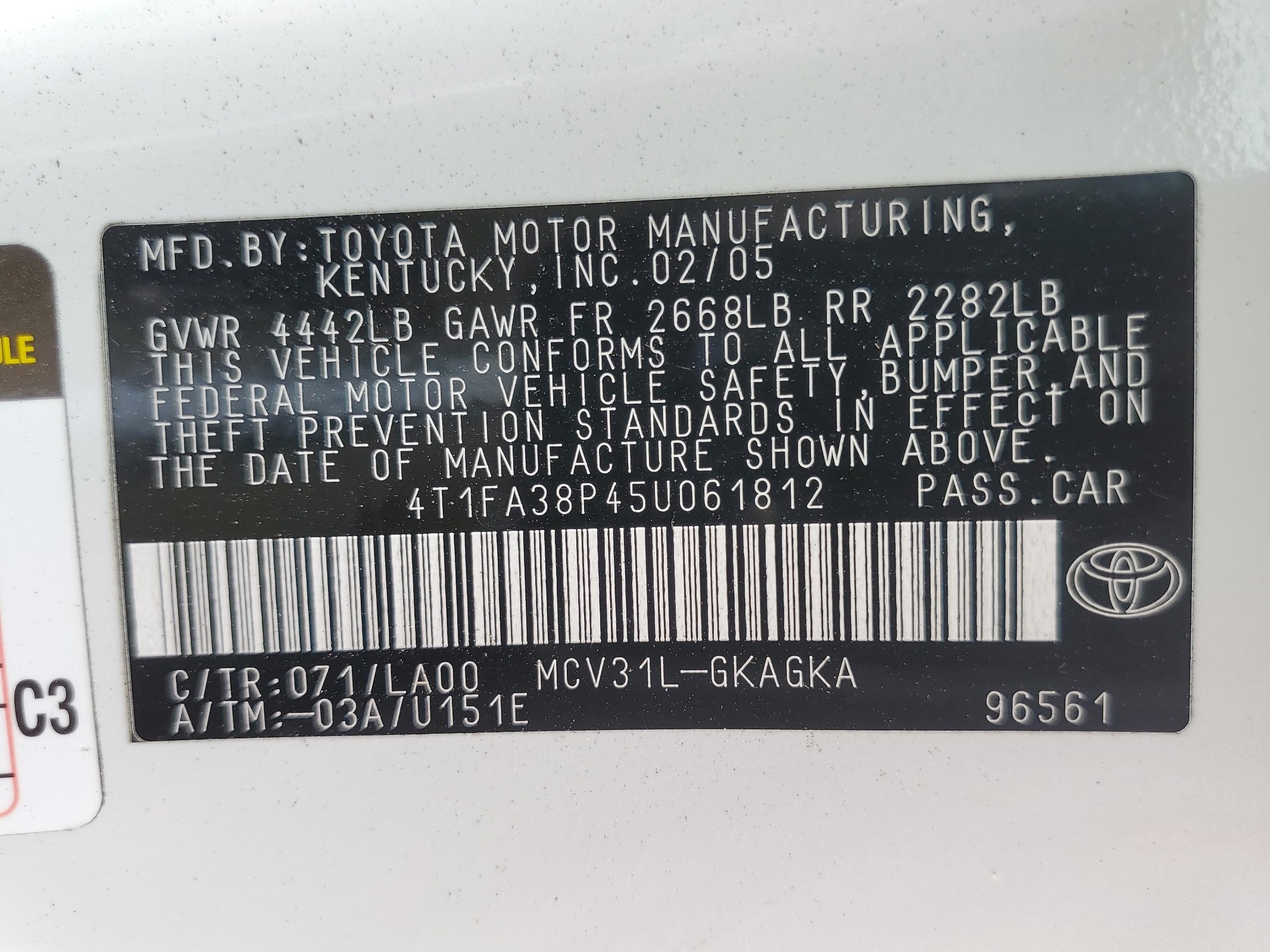 4T1FA38P45U061812 2005 Toyota Camry Solara Se