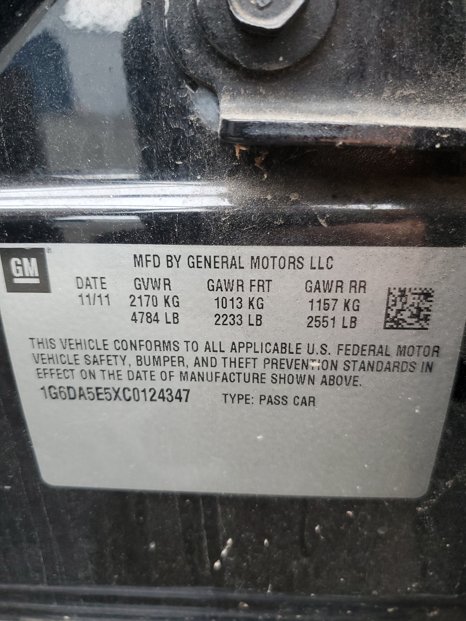 1G6DA5E5XC0124347 2012 Cadillac Cts