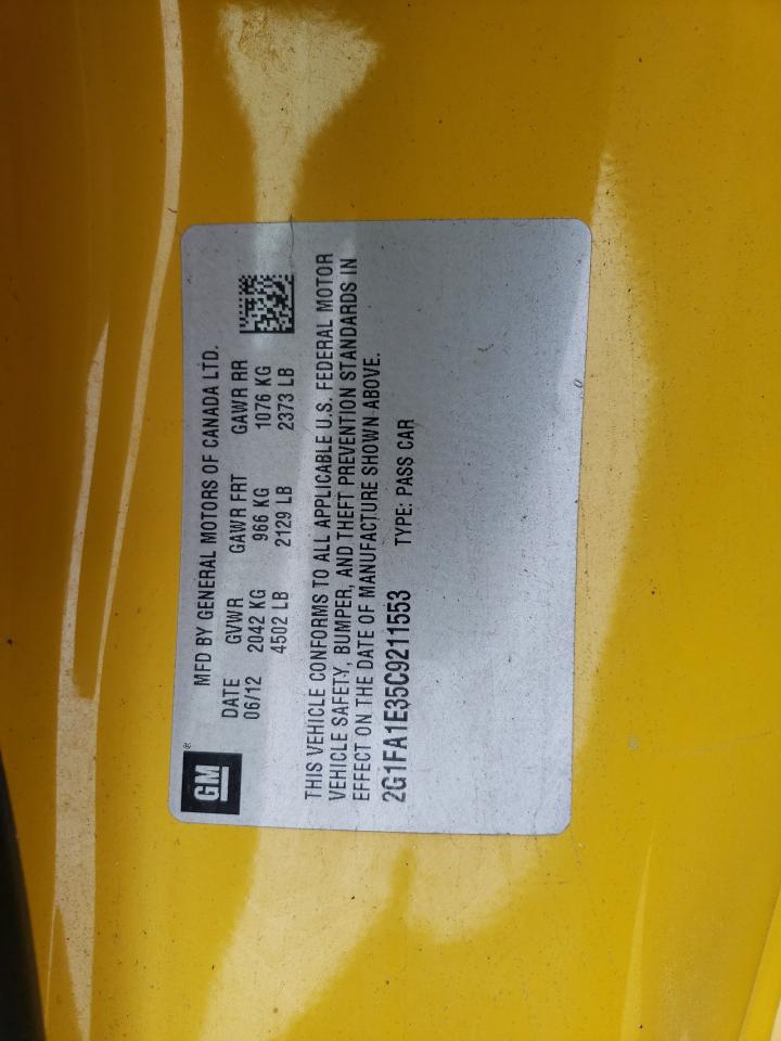 2012 Chevrolet Camaro Ls VIN: 2G1FA1E35C9211553 Lot: 64490794