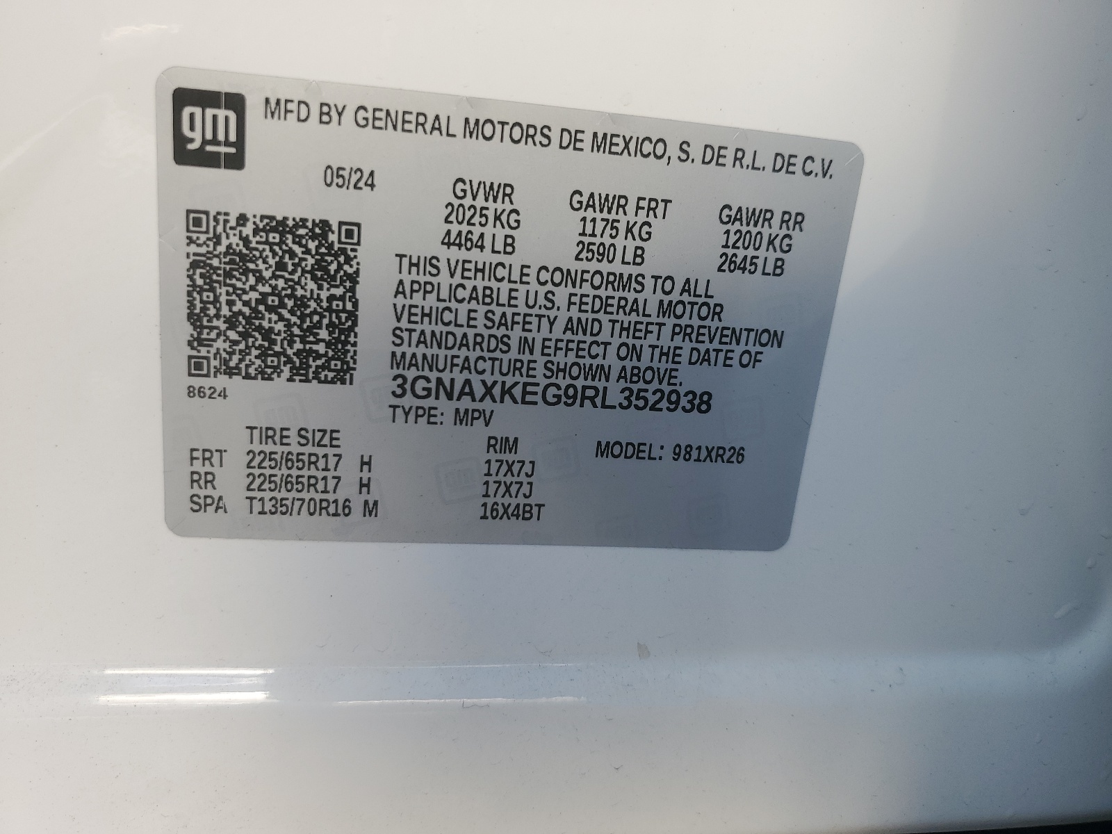 2024 Chevrolet Equinox Lt vin: 3GNAXKEG9RL352938