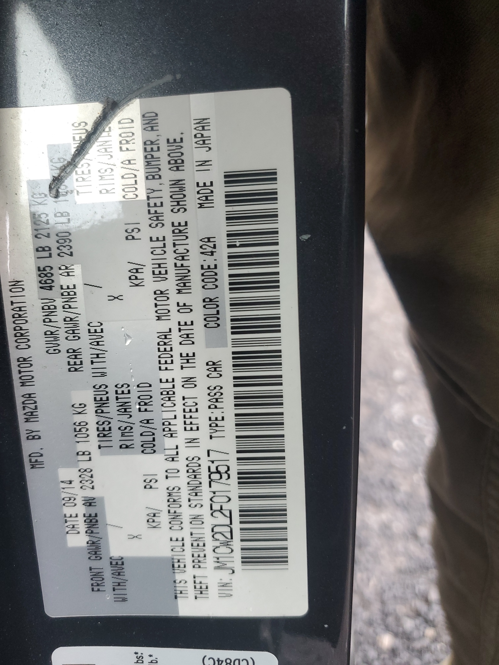 JM1CW2DL2F0179517 2015 Mazda 5 Grand Touring