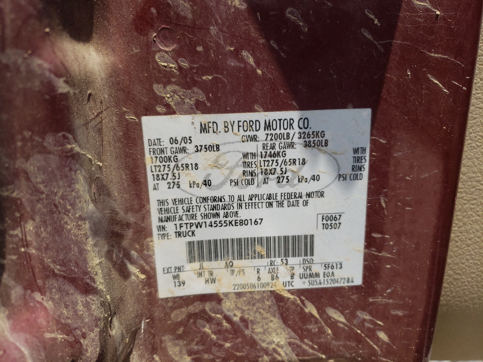 1FTPW14555KE80167 2005 Ford F150 Supercrew