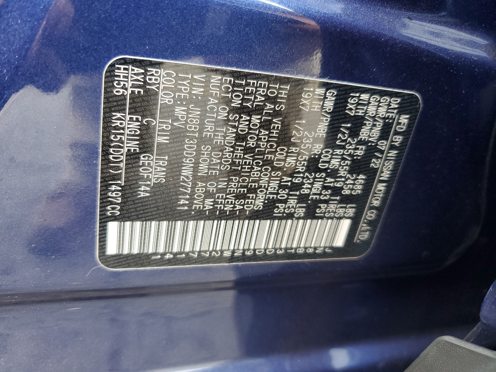 JN8BT3DD9NW277141 2022 Nissan Rogue Platinum