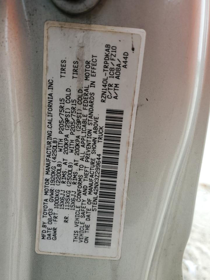 2003 Toyota Tacoma VIN: 5TENL42NX3Z299644 Lot: 64023614