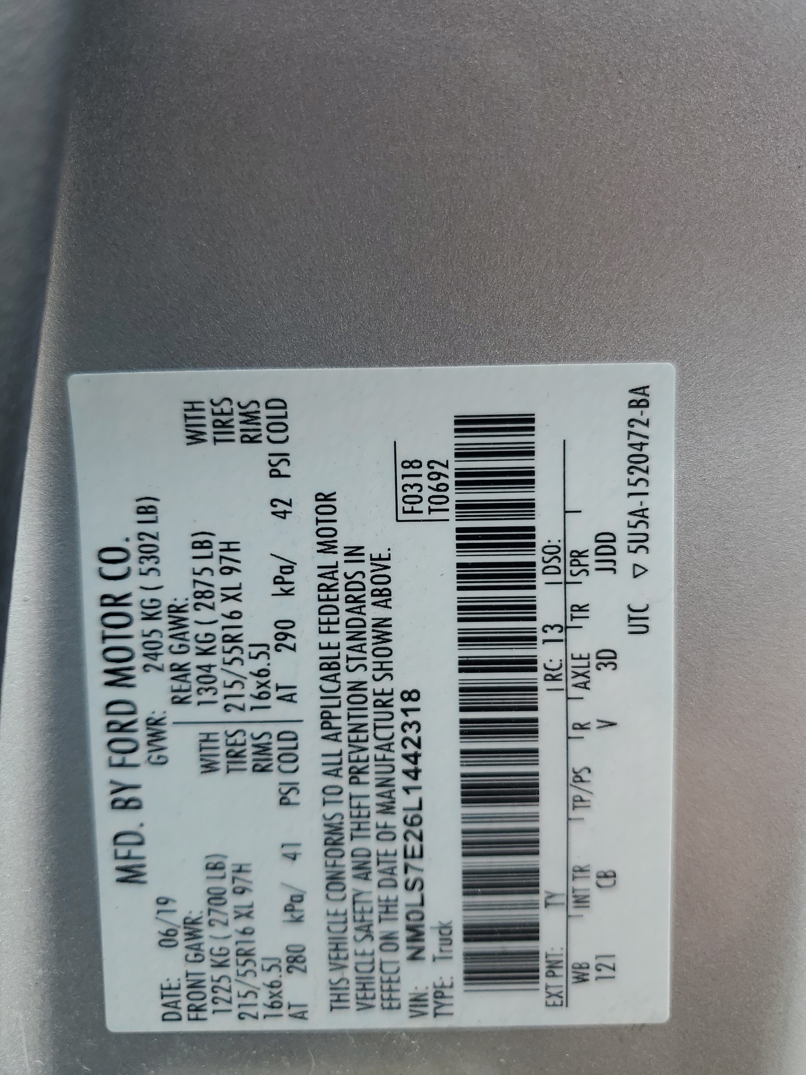 NM0LS7E26L1442318 2020 Ford Transit Connect Xl