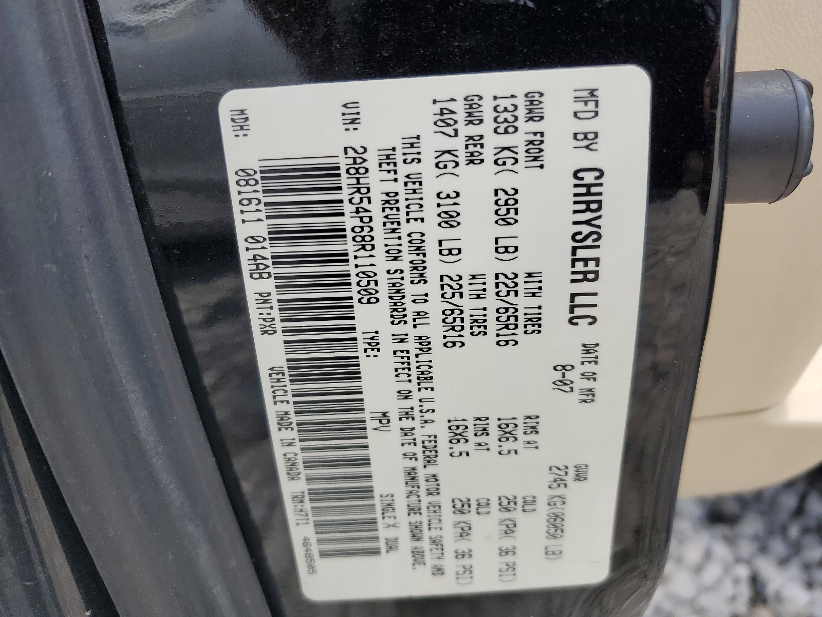 2A8HR54P68R110509 2008 Chrysler Town & Country Touring