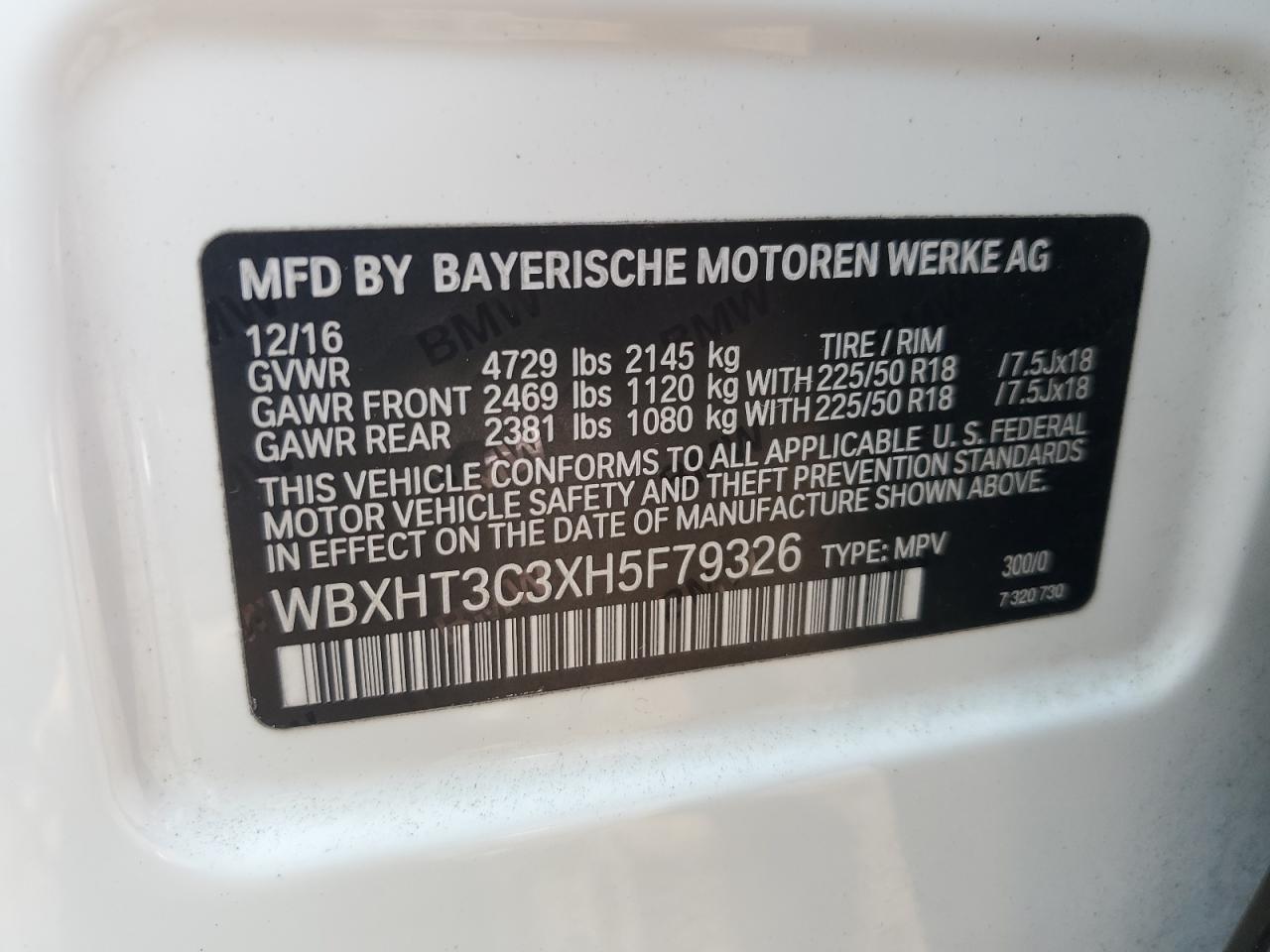 2017 BMW X1 xDrive28I VIN: WBXHT3C3XH5F79326 Lot: 64623524