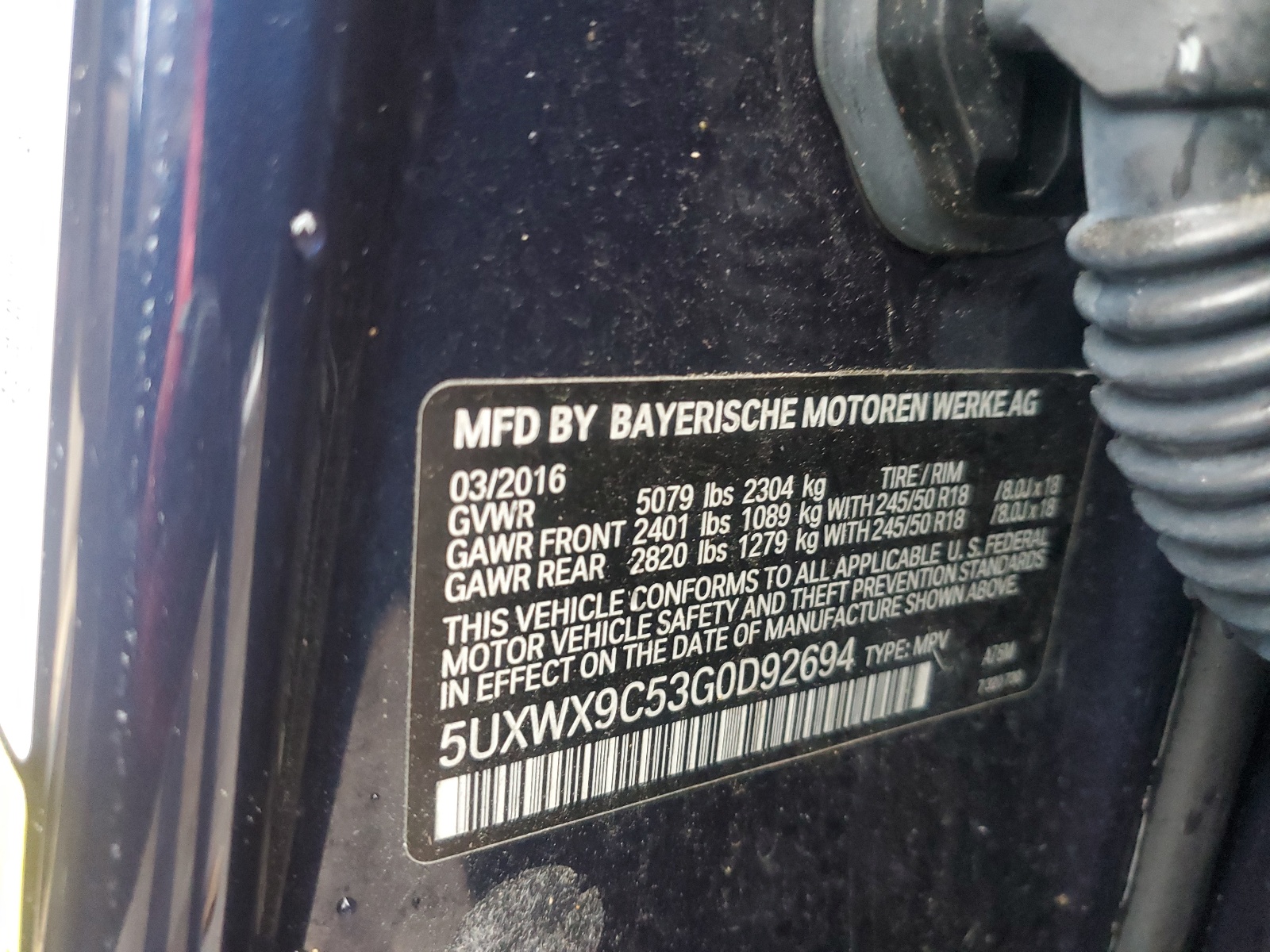 5UXWX9C53G0D92694 2016 BMW X3 xDrive28I