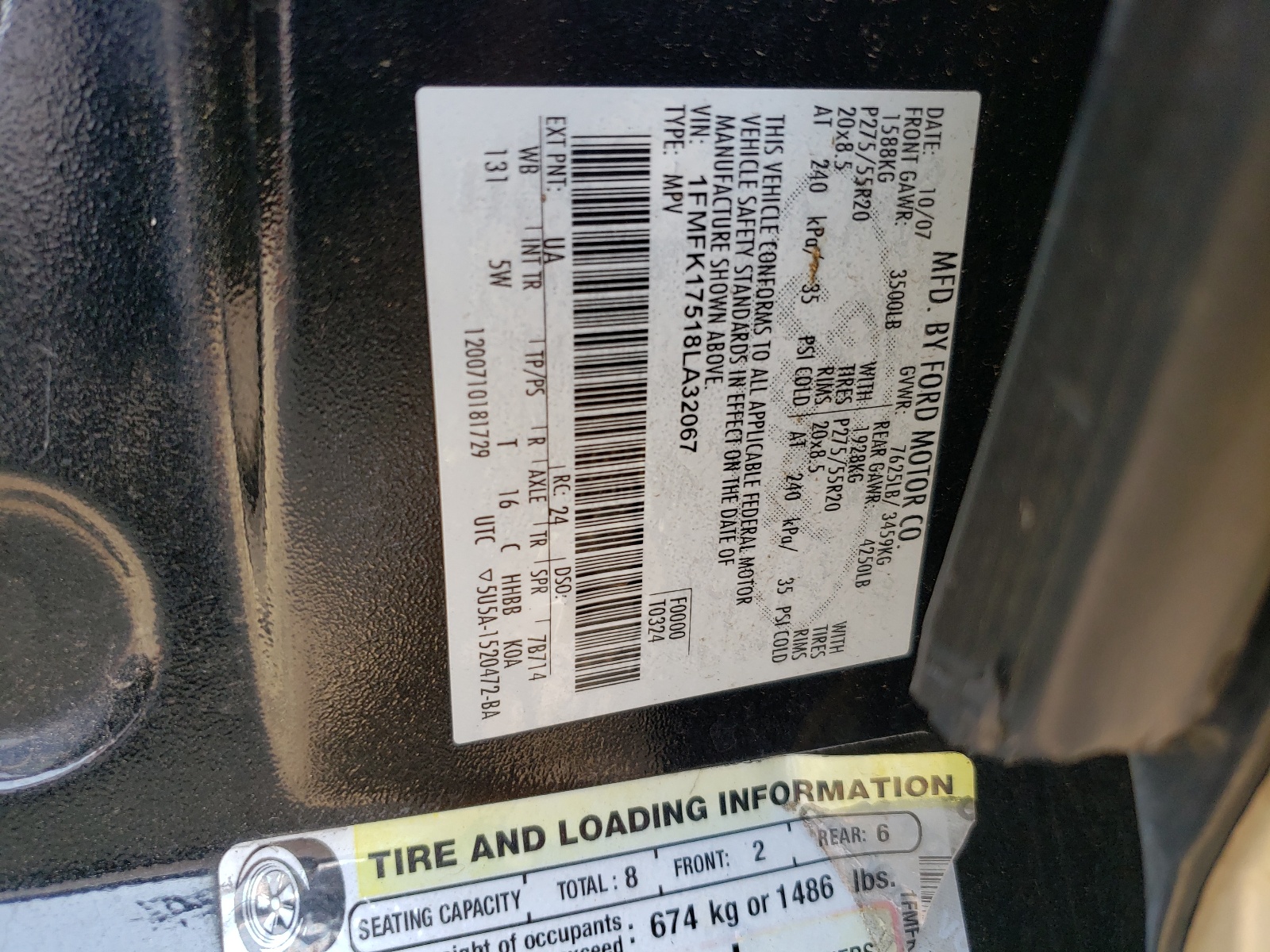 1FMFK17518LA32067 2008 Ford Expedition El Eddie Bauer