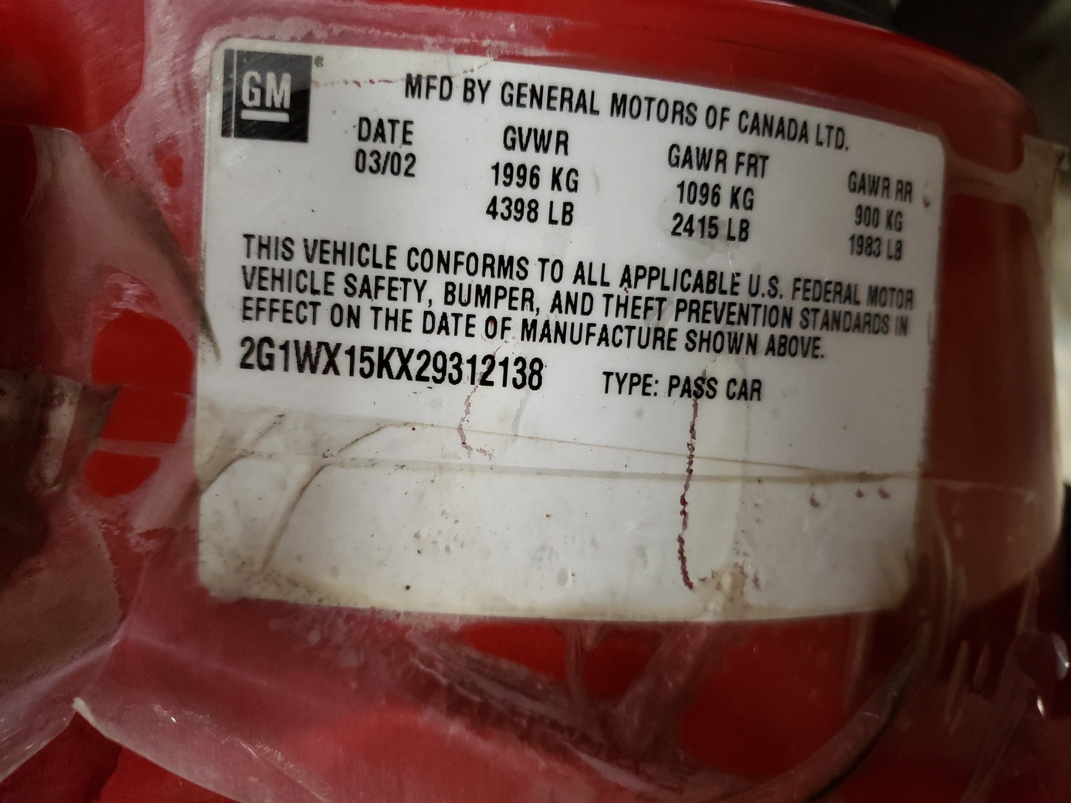 2G1WX15KX29312138 2002 Chevrolet Monte Carlo Ss