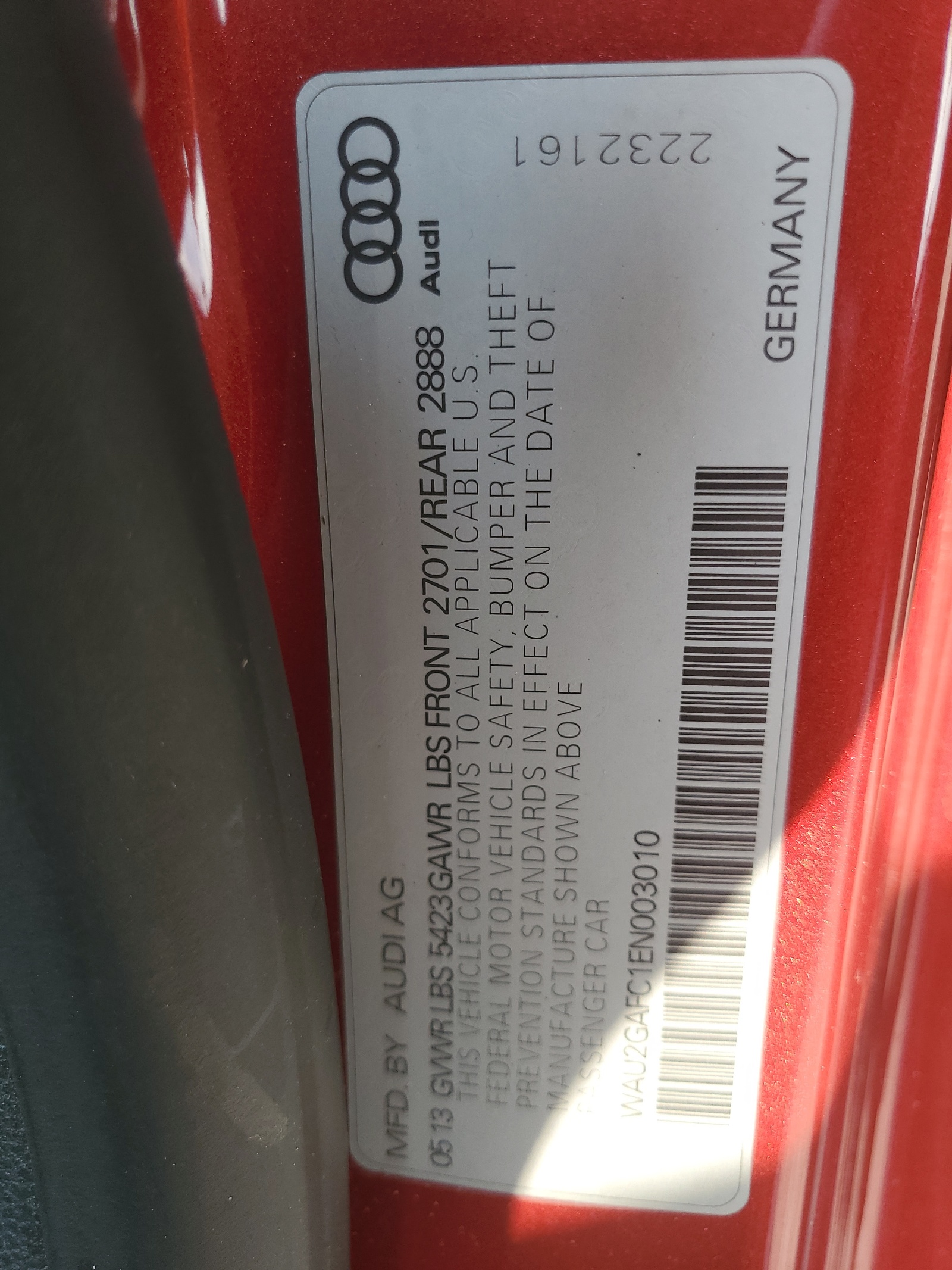 WAU2GAFC1EN003010 2014 Audi A7 Prestige