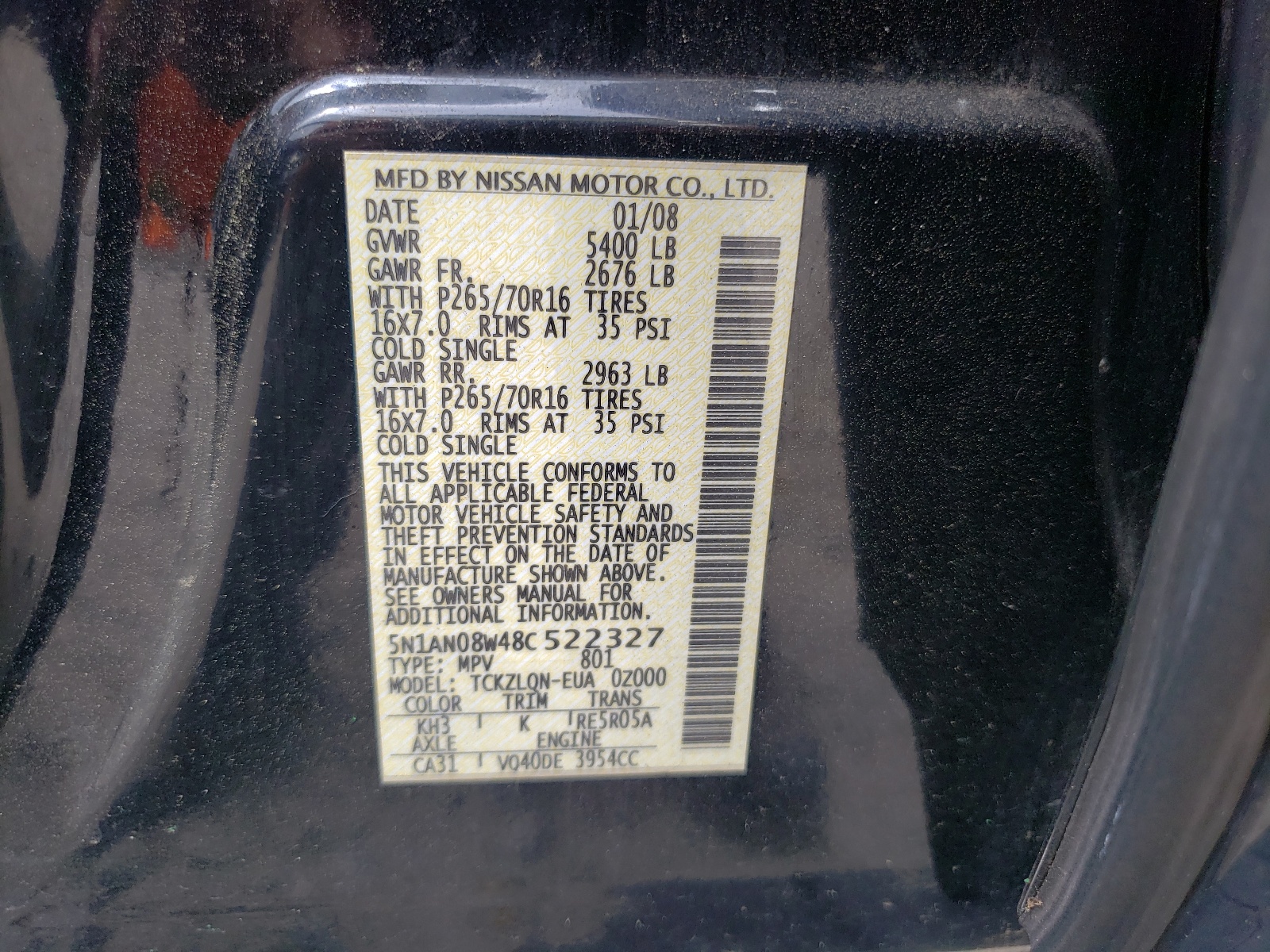 5N1AN08W48C522327 2008 Nissan Xterra Off Road