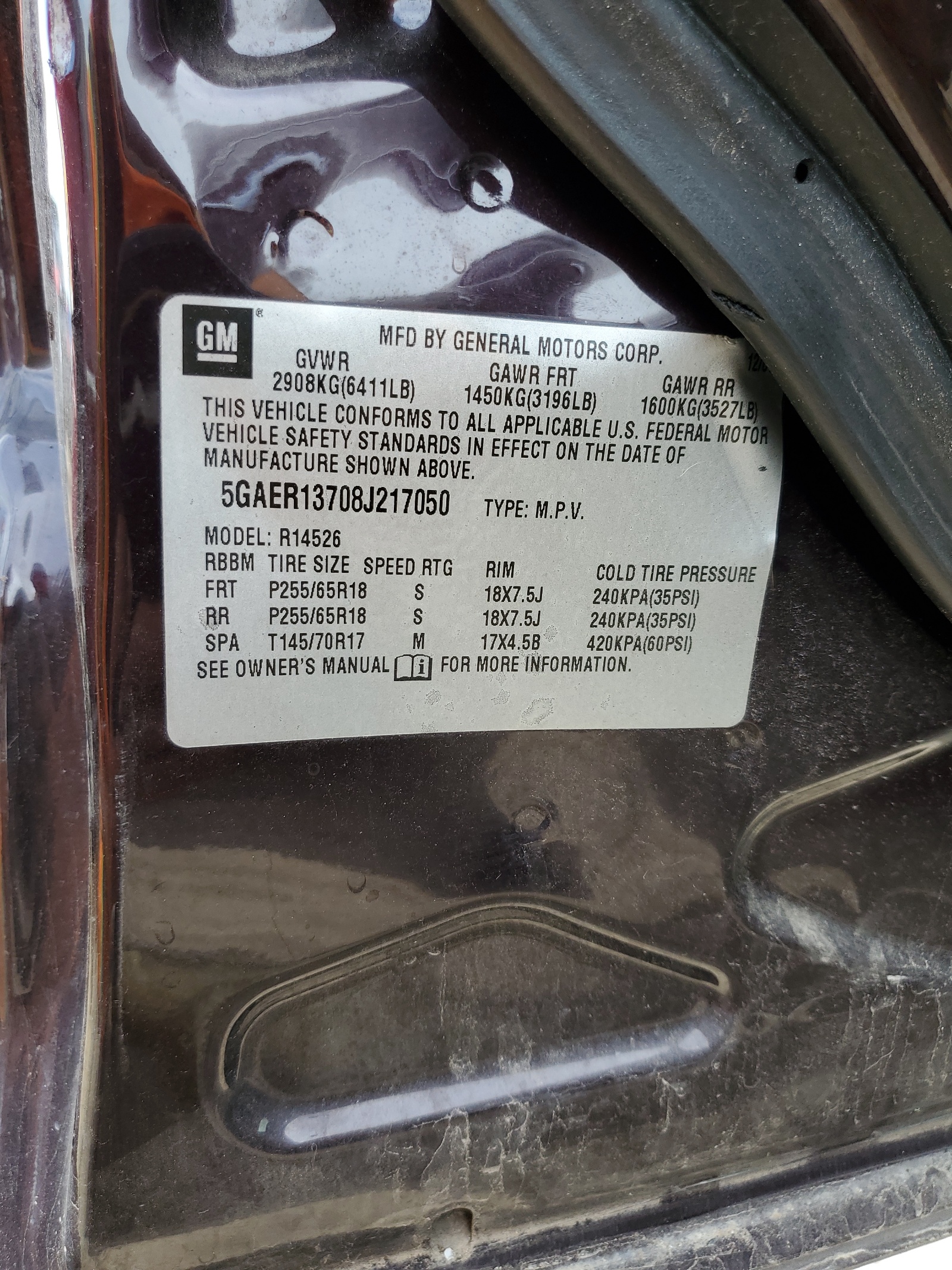 5GAER13708J217050 2008 Buick Enclave Cx