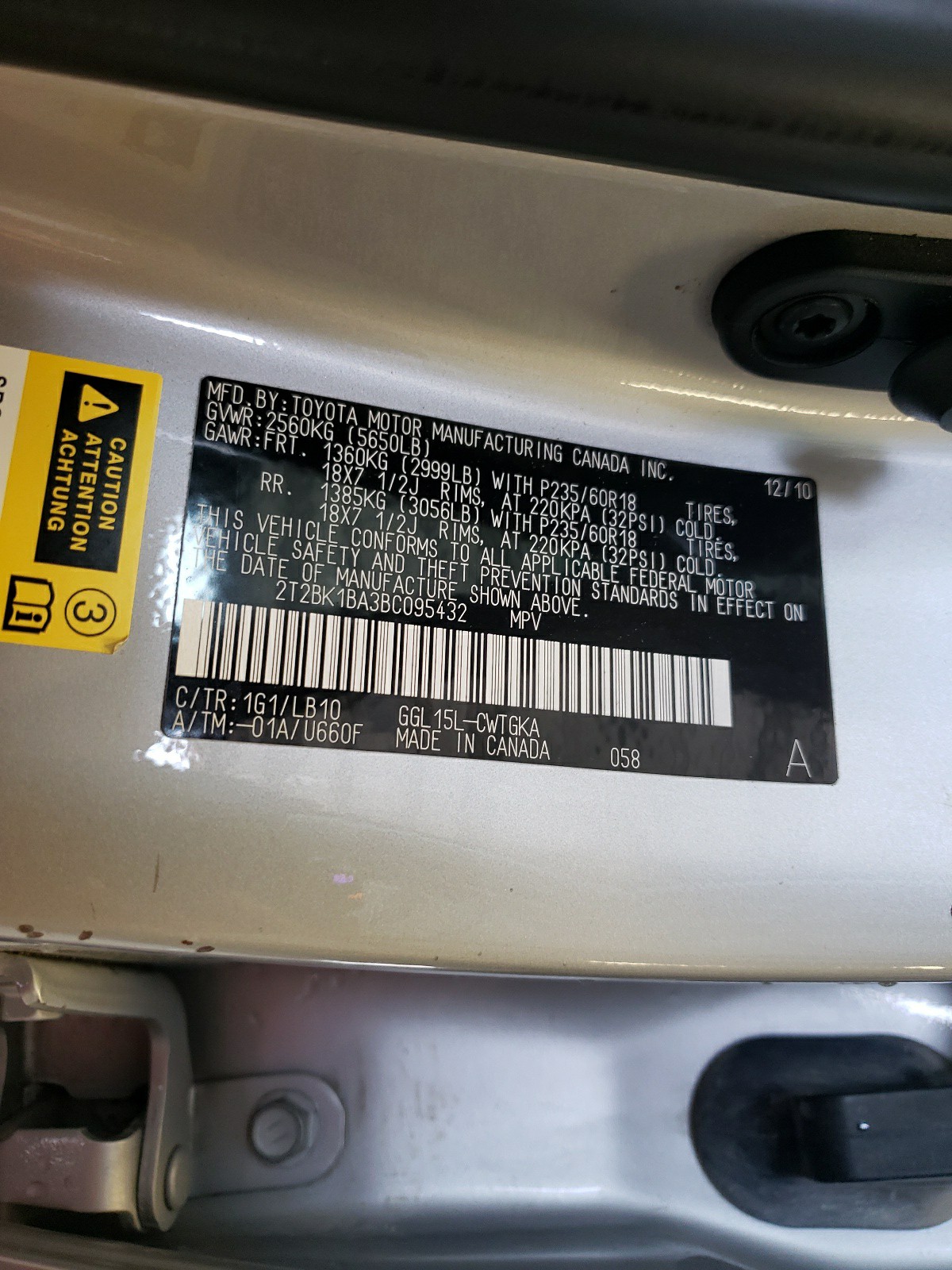 2T2BK1BA3BC095432 2011 Lexus Rx 350