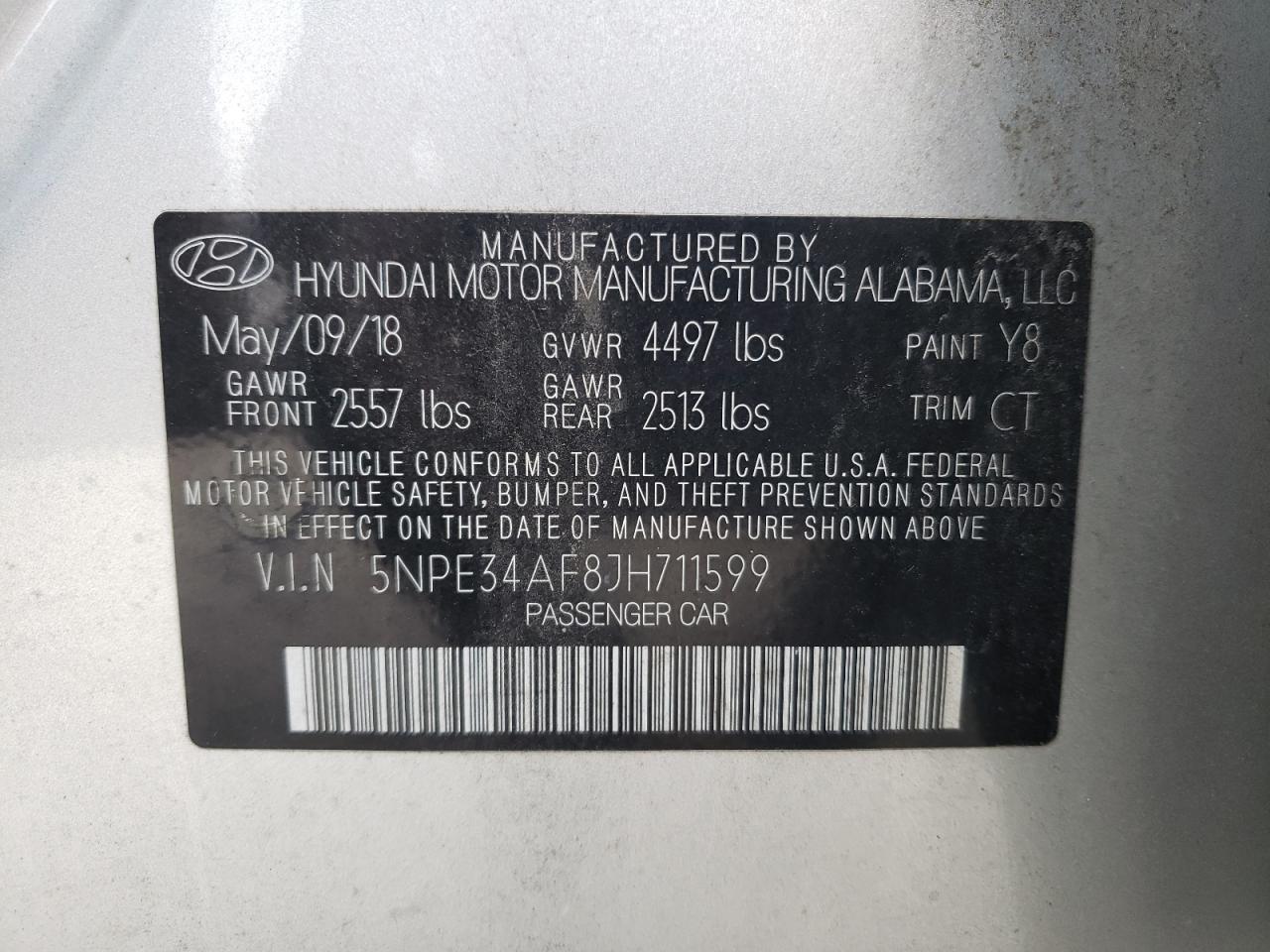 5NPE34AF8JH711599 2018 Hyundai Sonata Sport