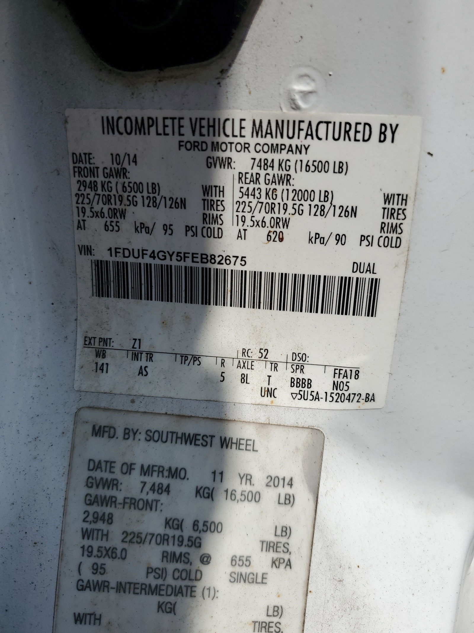 1FDUF4GY5FEB82675 2015 Ford F450 Super Duty