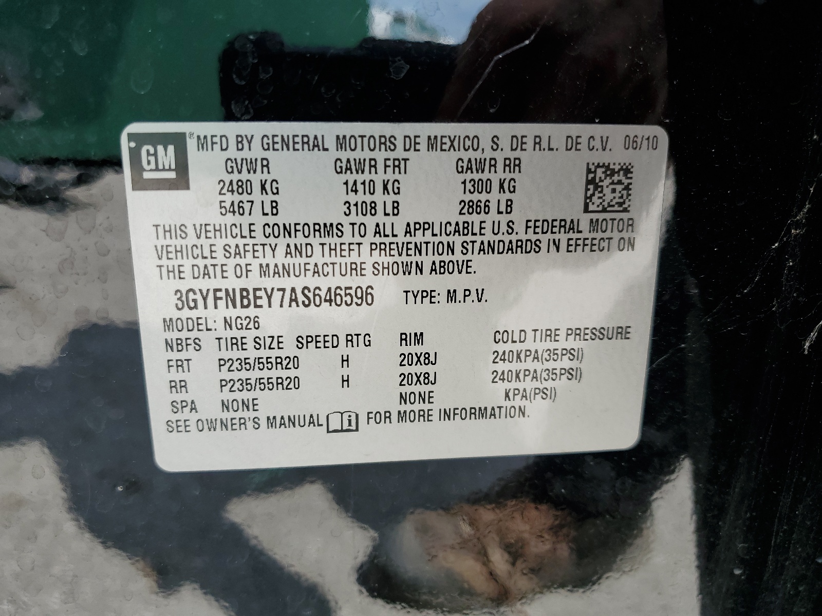 3GYFNBEY7AS646596 2010 Cadillac Srx Performance Collection