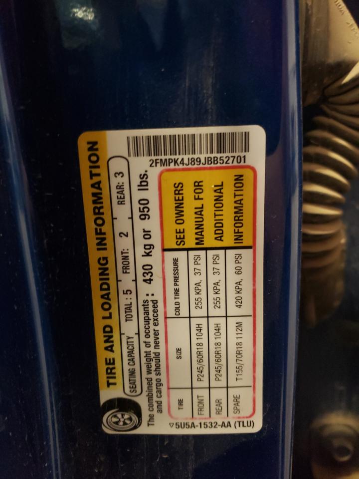 2018 Ford Edge Sel VIN: 2FMPK4J89JBB52701 Lot: 61322954