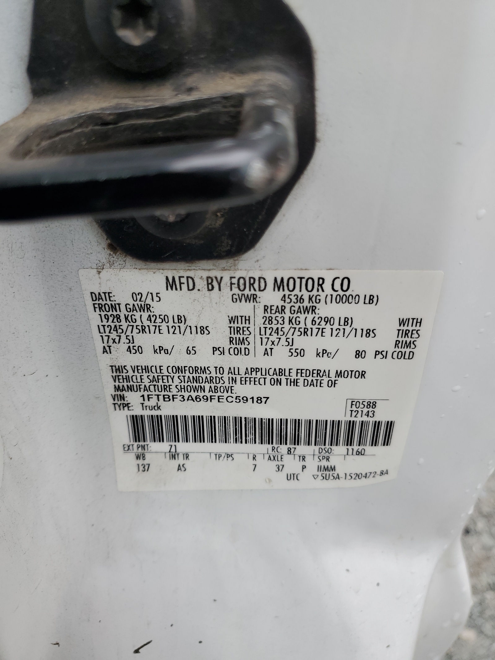 1FTBF3A69FEC59187 2015 Ford F350 Super Duty