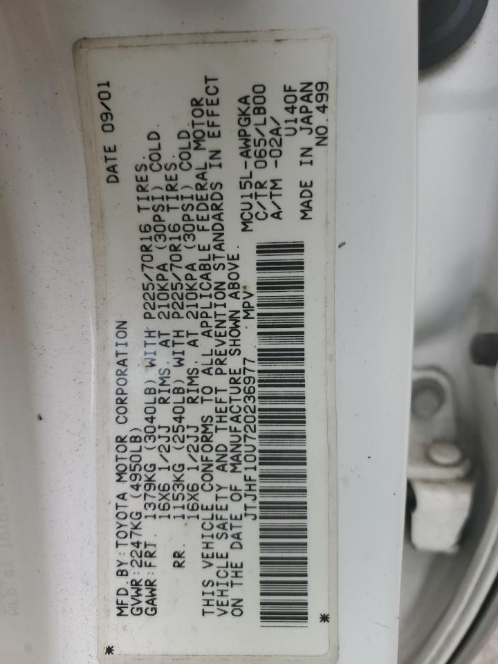 2002 Lexus Rx 300 VIN: JTJHF10U720236977 Lot: 64516414