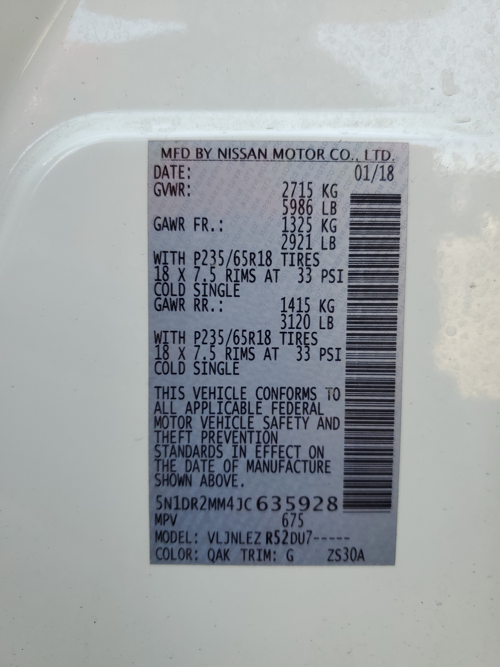 5N1DR2MM4JC635928 2018 Nissan Pathfinder S