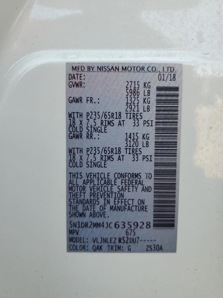 2018 Nissan Pathfinder S VIN: 5N1DR2MM4JC635928 Lot: 63842224