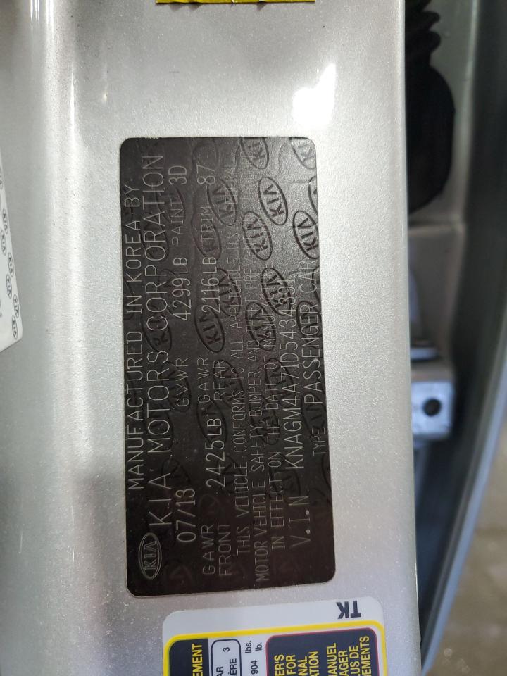 2013 Kia Optima Lx VIN: KNAGM4A71D5434391 Lot: 63682044