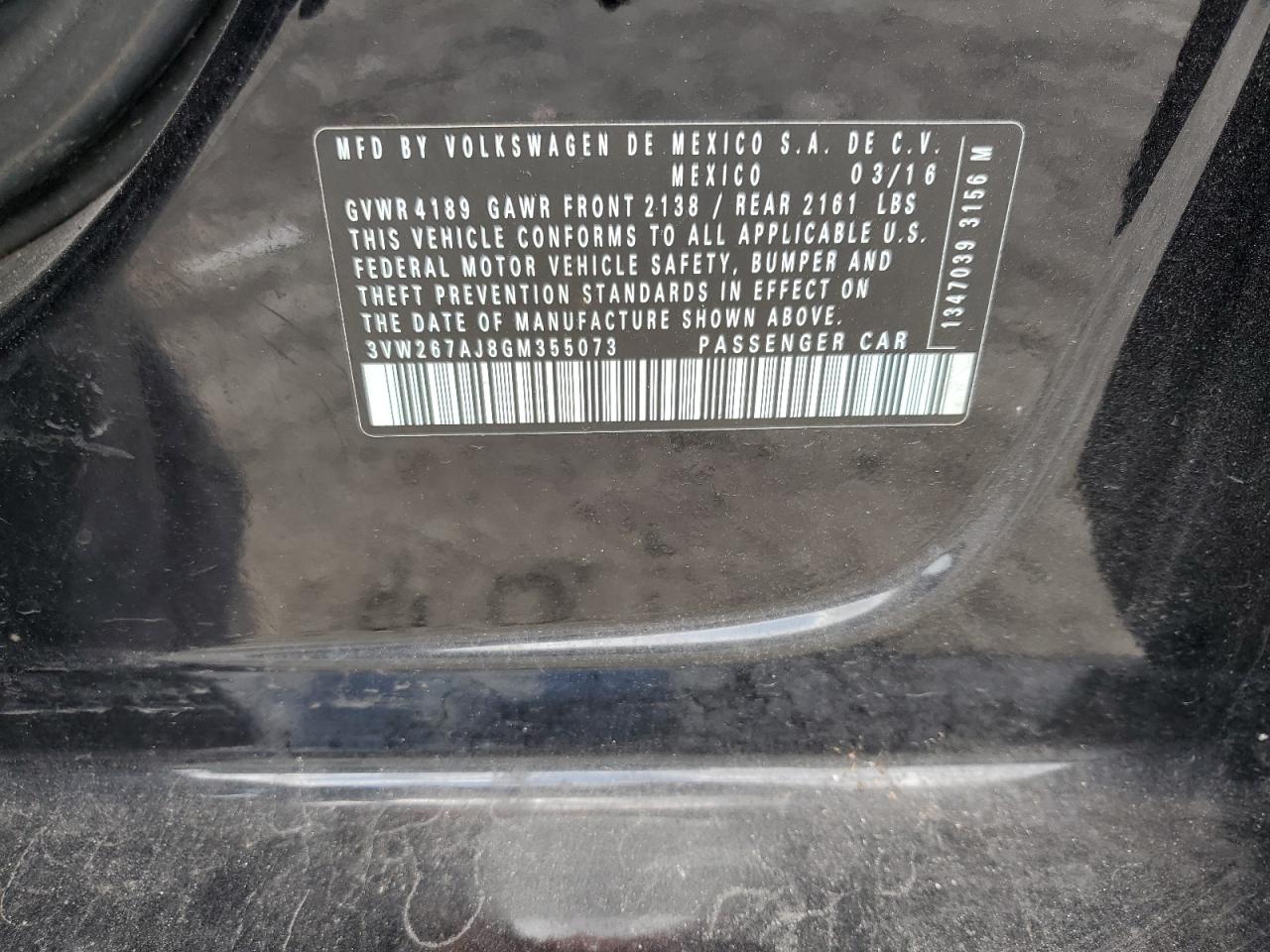 2016 Volkswagen Jetta S VIN: 3VW267AJ8GM355073 Lot: 62398594