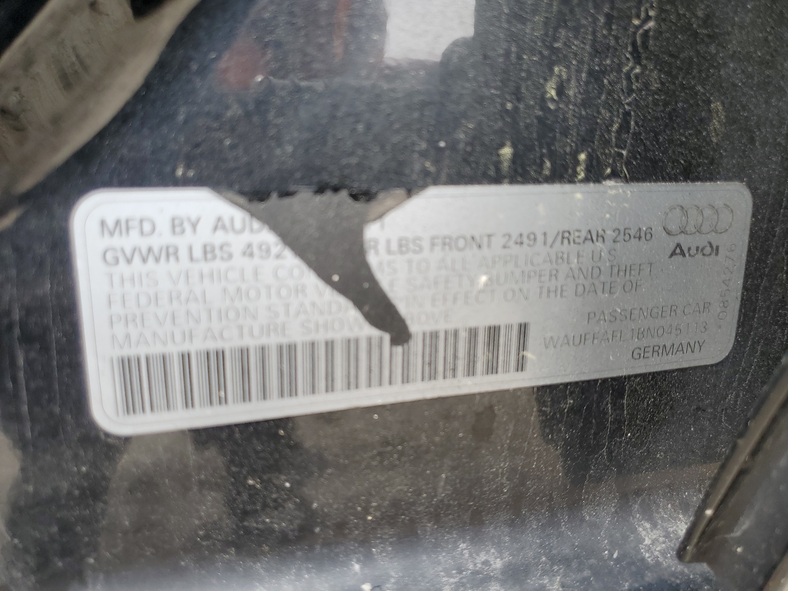 WAUFFAFL1BN045113 2011 Audi A4 Premium Plus