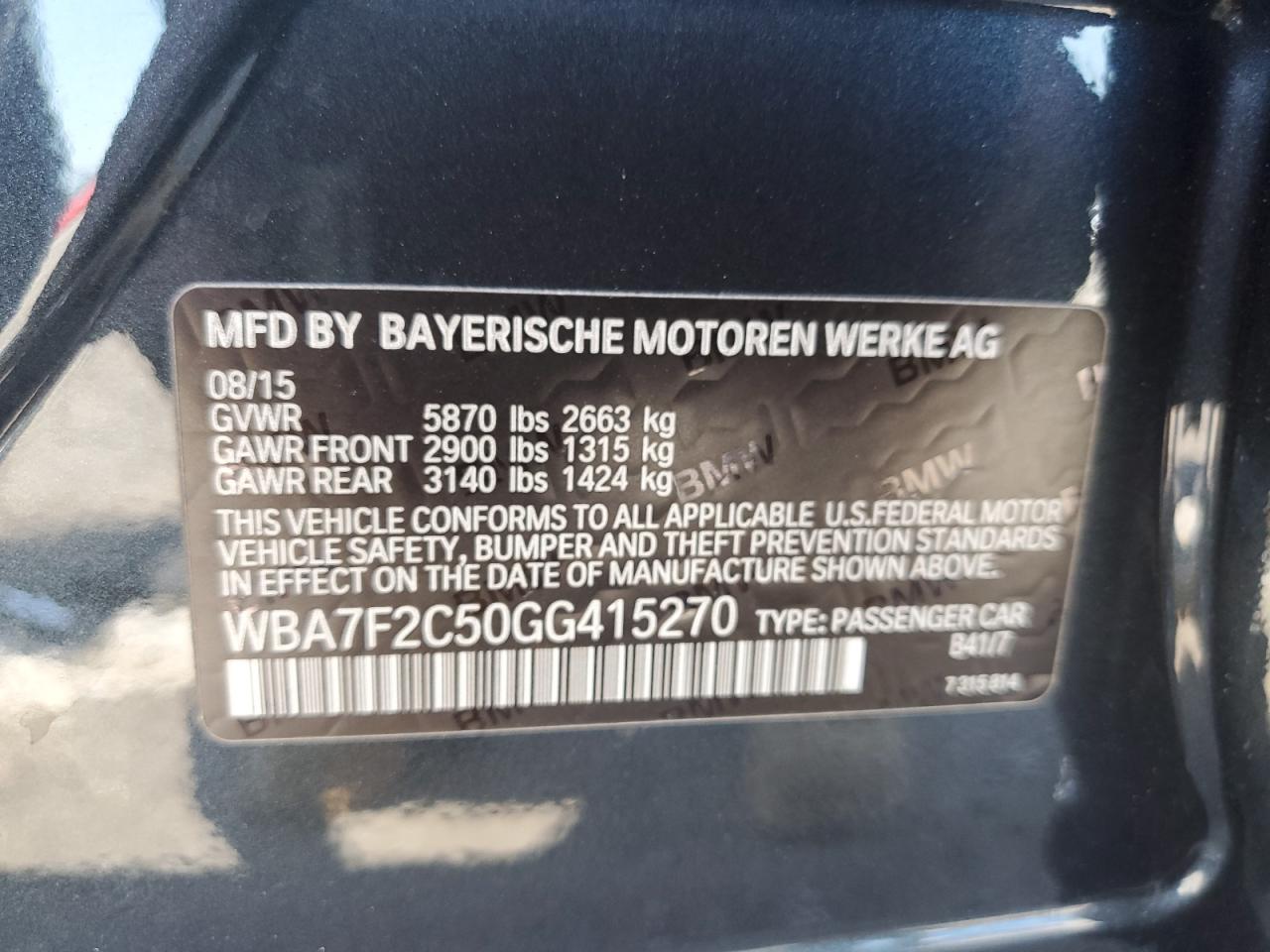 WBA7F2C50GG415270 2016 BMW 750 Xi