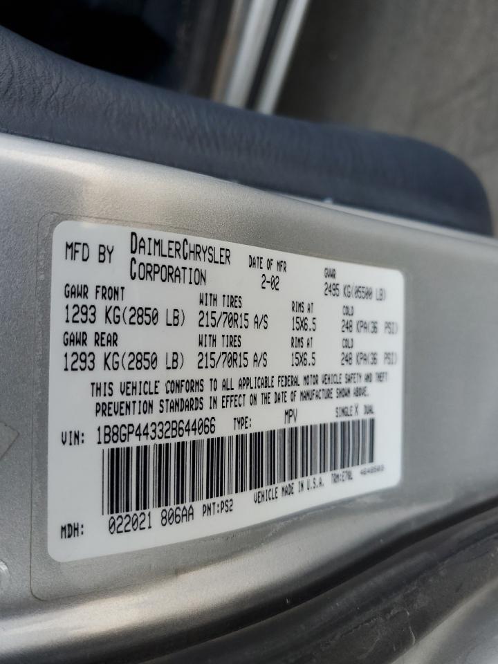 2002 Dodge Grand Caravan Sport VIN: 1B8GP44332B644066 Lot: 63249074