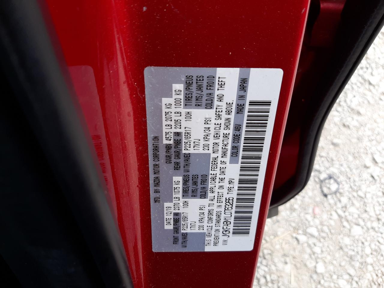 2020 Mazda Cx-5 Sport VIN: JM3KFABM1L0763265 Lot: 62454354