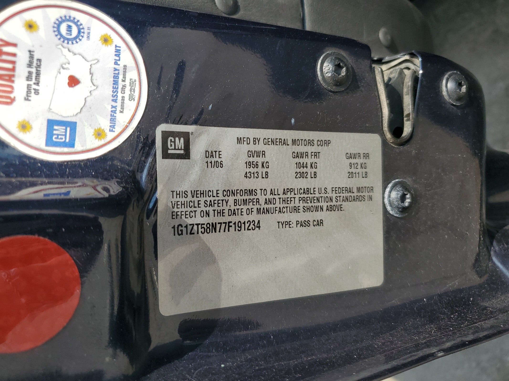 1G1ZT58N77F191234 2007 Chevrolet Malibu Lt