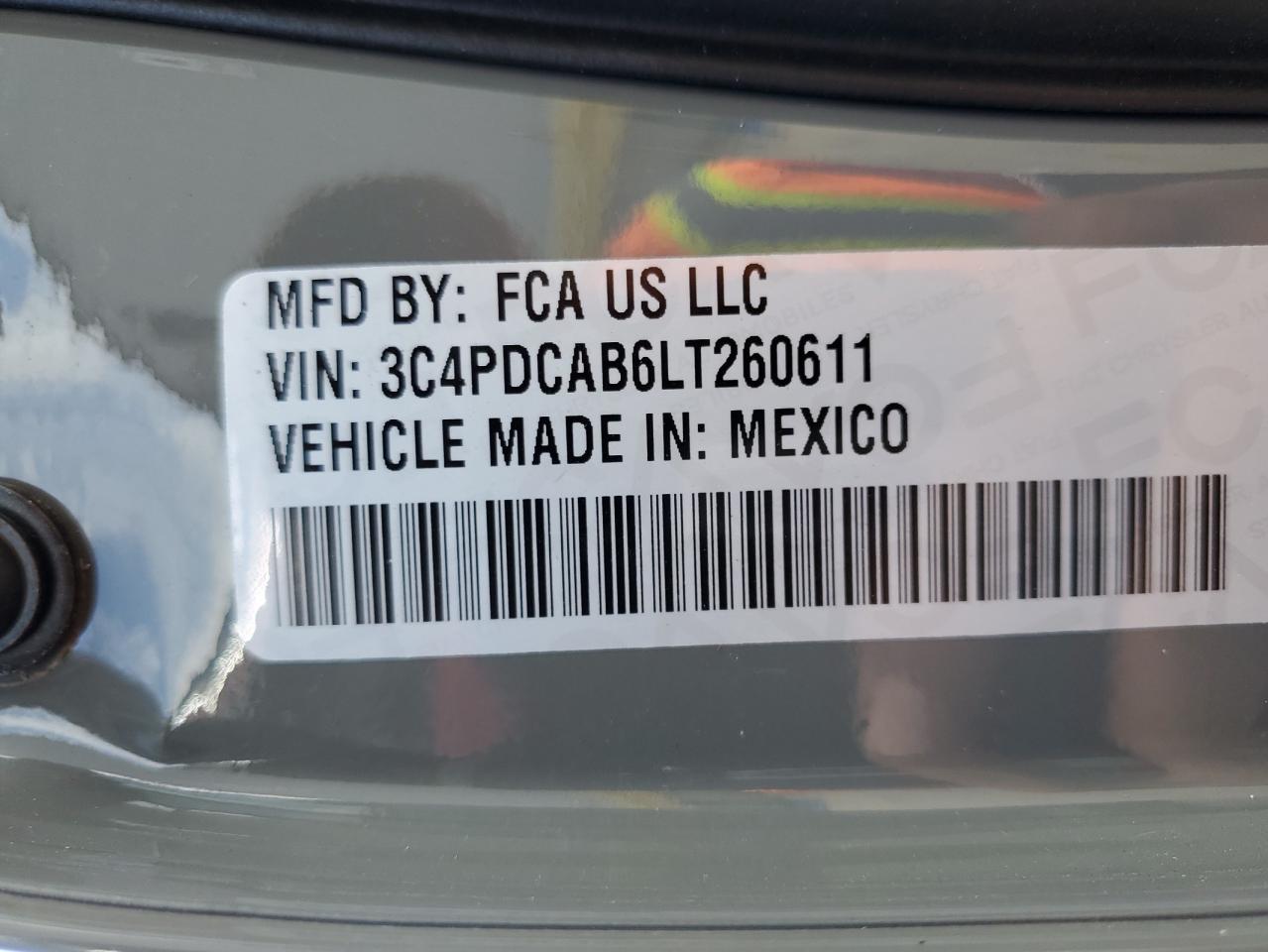 2020 Dodge Journey Se VIN: 3C4PDCAB6LT260611 Lot: 62149314