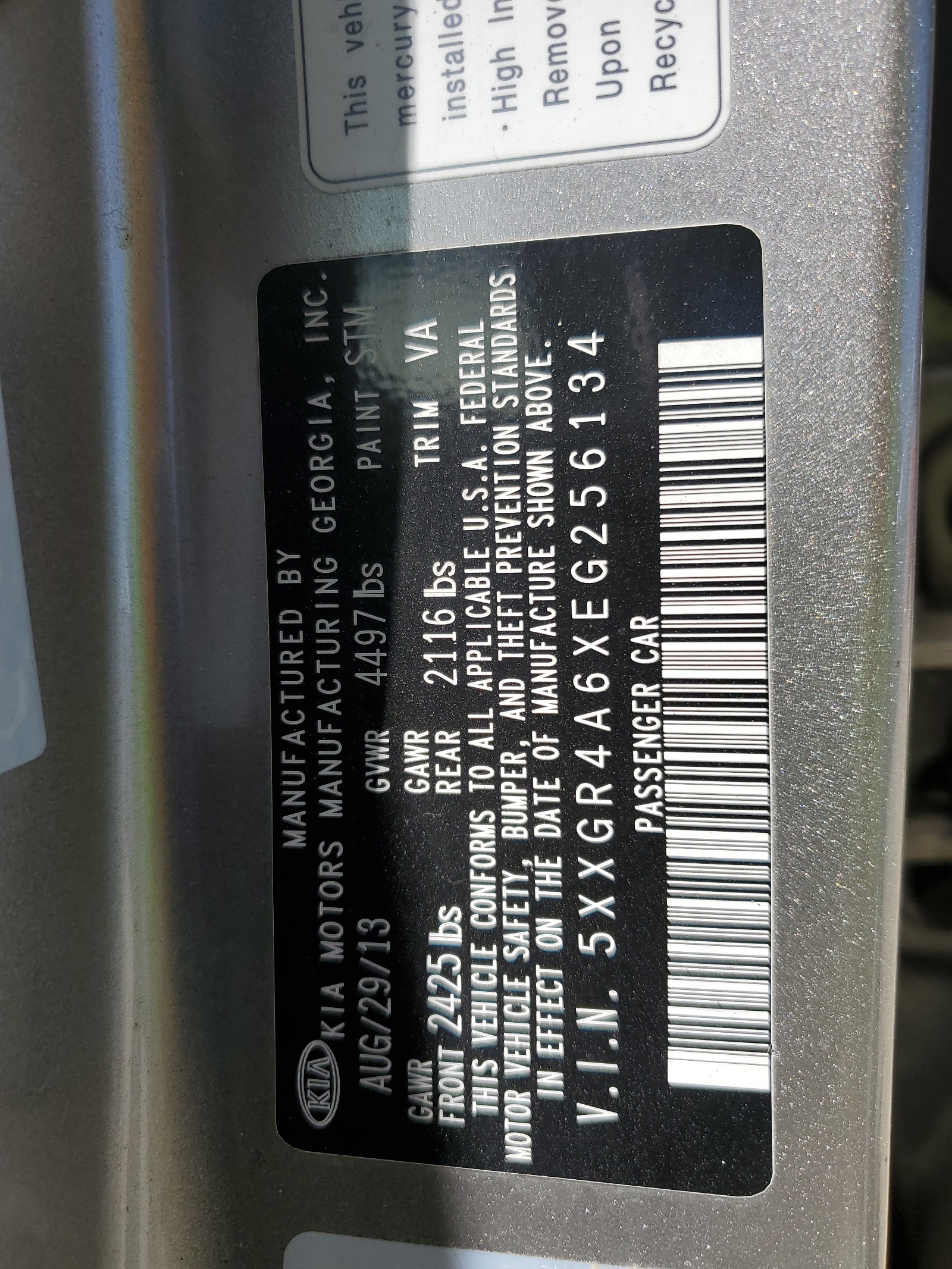 5XXGR4A6XEG256134 2014 Kia Optima Sx