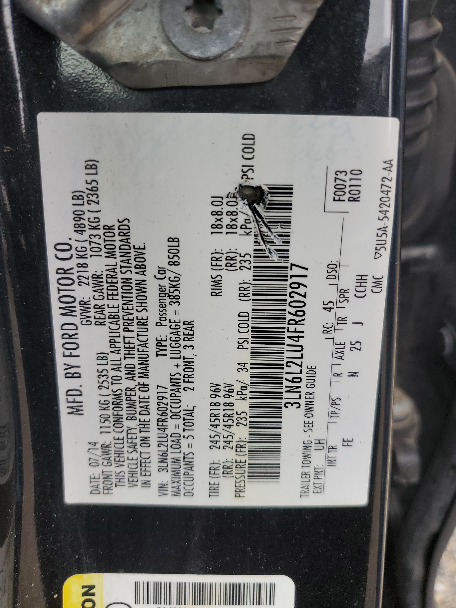 3LN6L2LU4FR602917 2015 Lincoln Mkz Hybrid