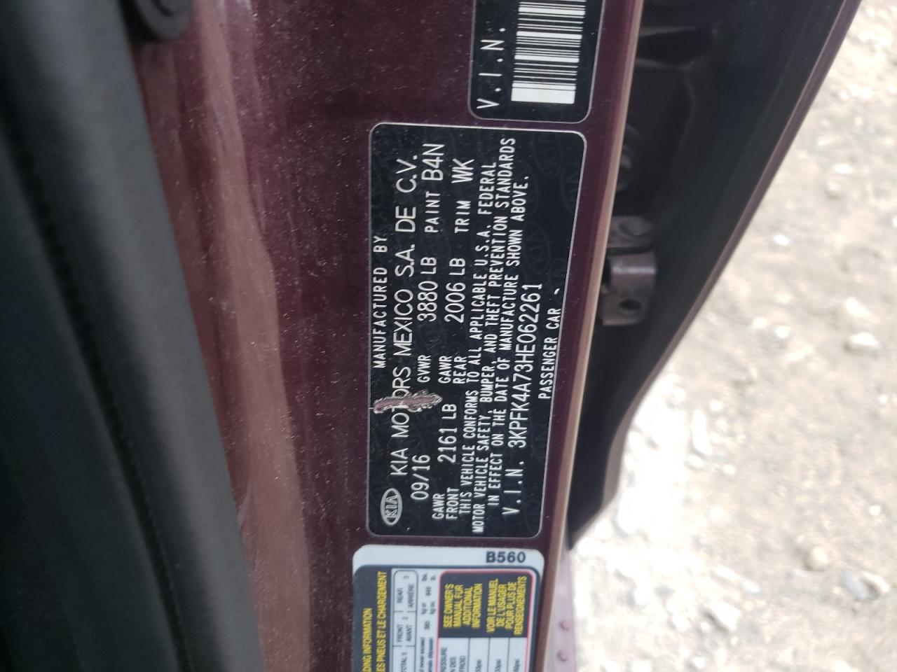 2017 Kia Forte Lx VIN: 3KPFK4A73HE062261 Lot: 62703604