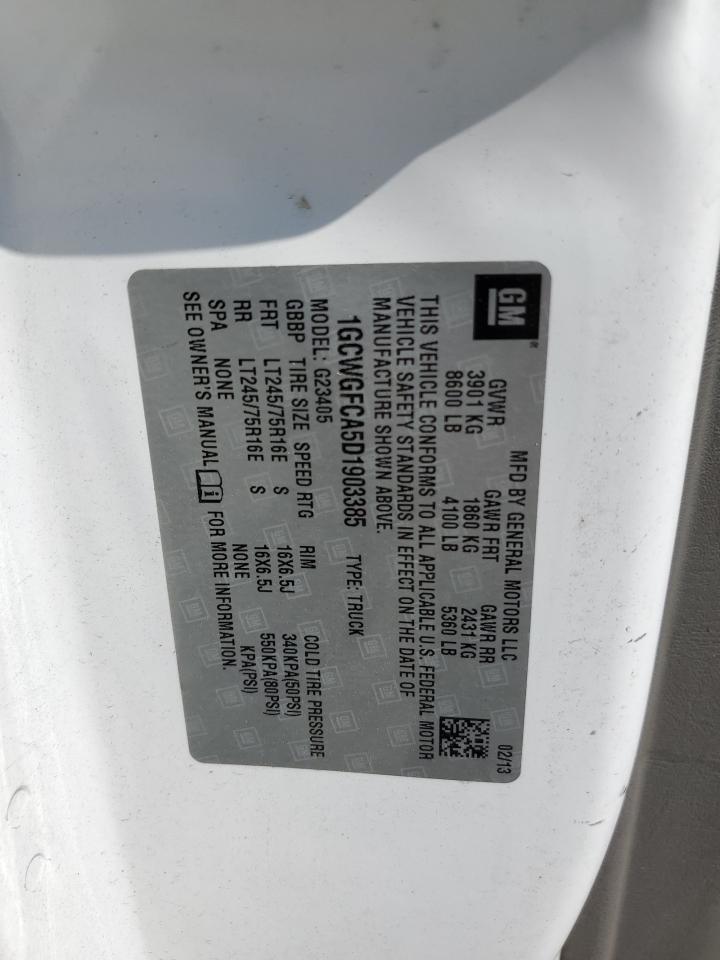 2013 Chevrolet Express G2 VIN: XGCWGFCA5D1903385 Lot: 62148374