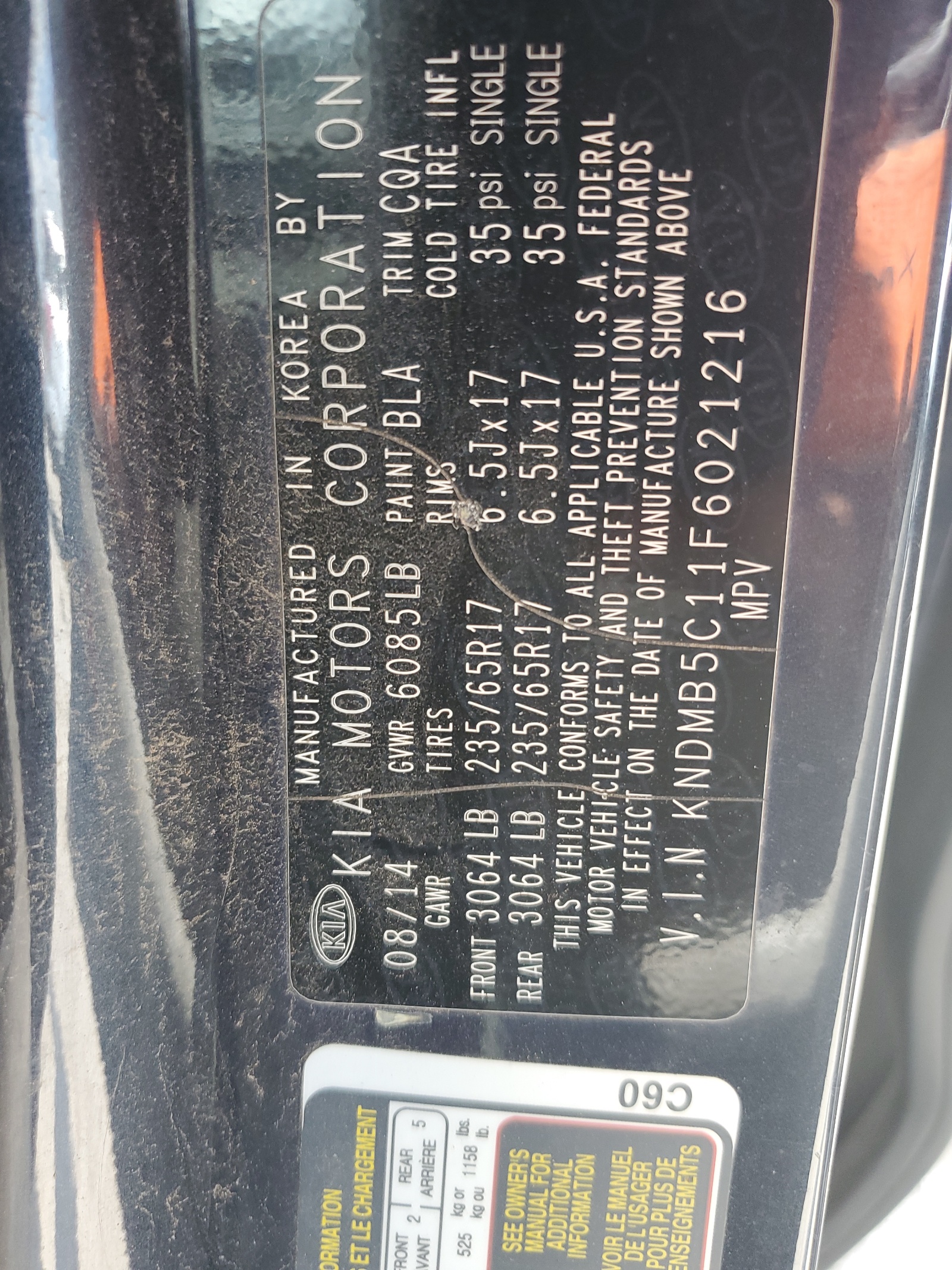 KNDMB5C11F6021216 2015 Kia Sedona Lx