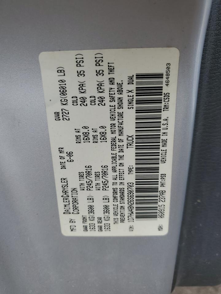 2006 Dodge Dakota Quad Slt VIN: 1D7HW48N26S690703 Lot: 64383844