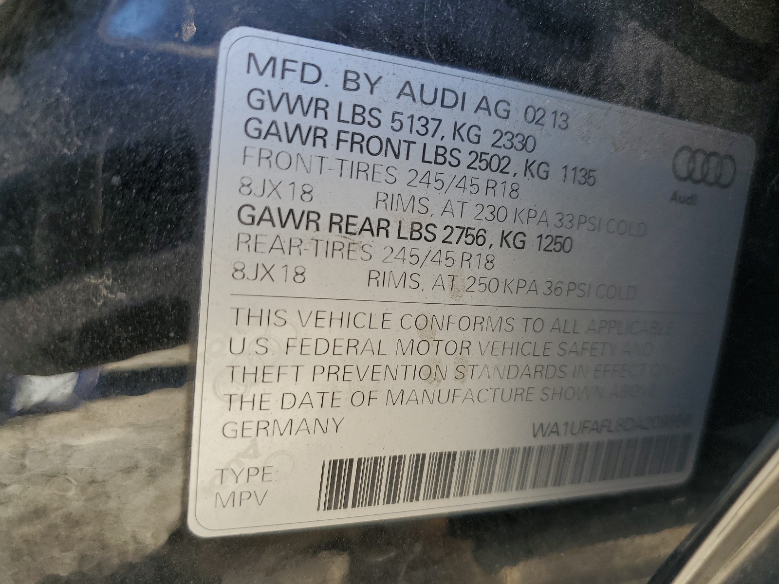 WA1UFAFL8DA209956 2013 Audi A4 Allroad Premium Plus