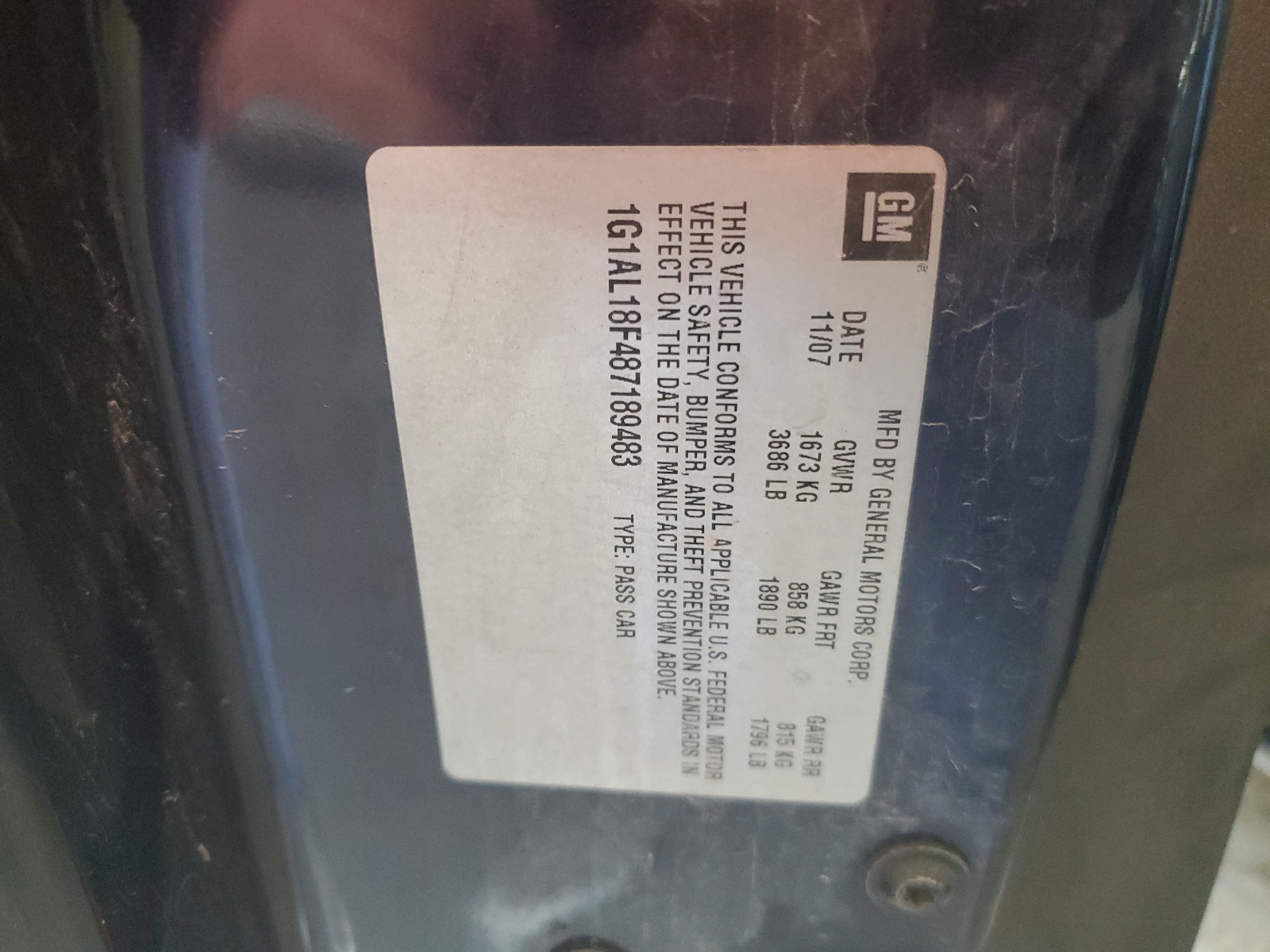 1G1AL18F487189483 2008 Chevrolet Cobalt Lt