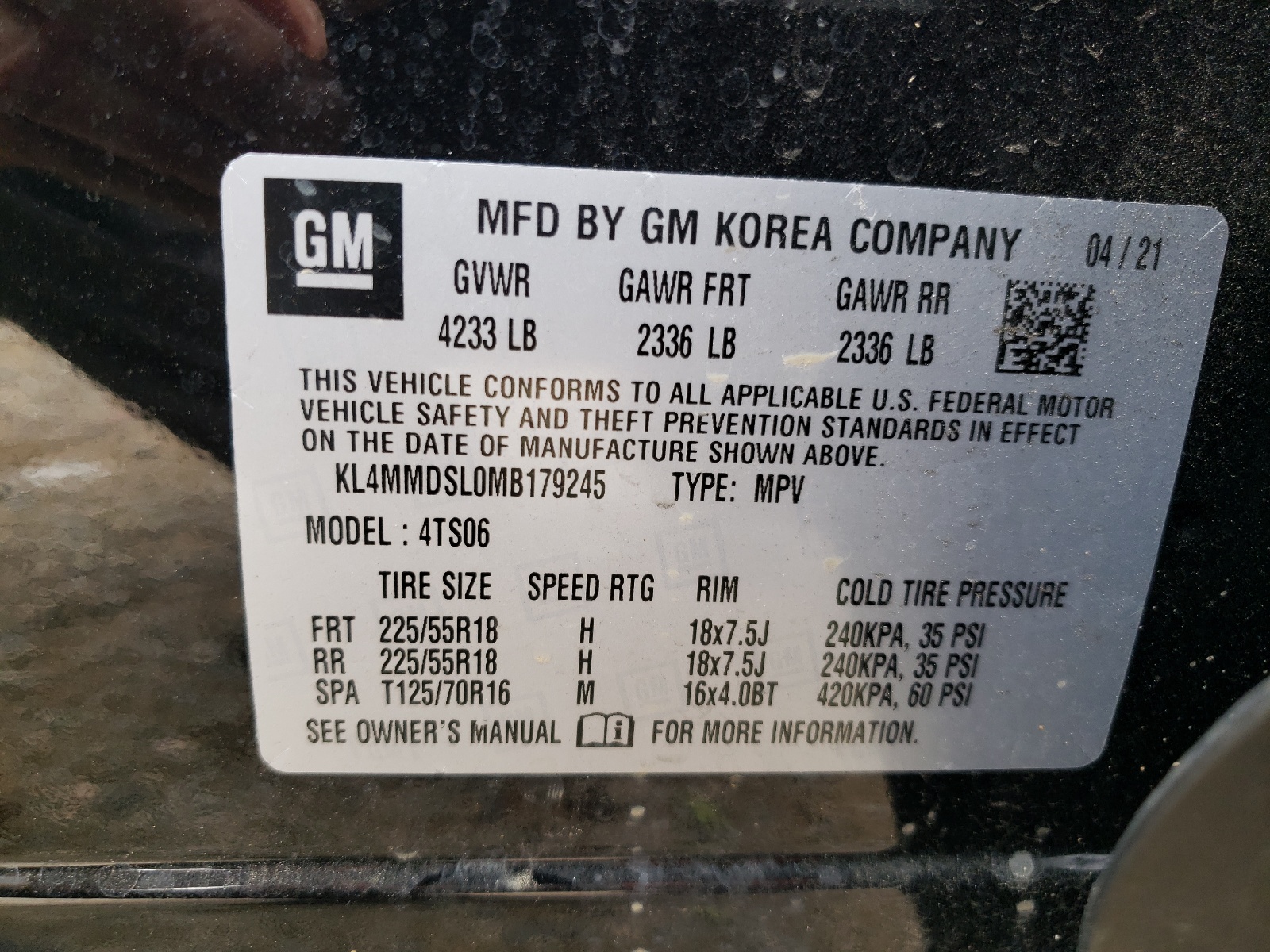 KL4MMDSL0MB179245 2021 Buick Encore Gx Select